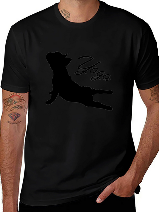 Camiseta Negra con Diseño de Yoga para Hombre