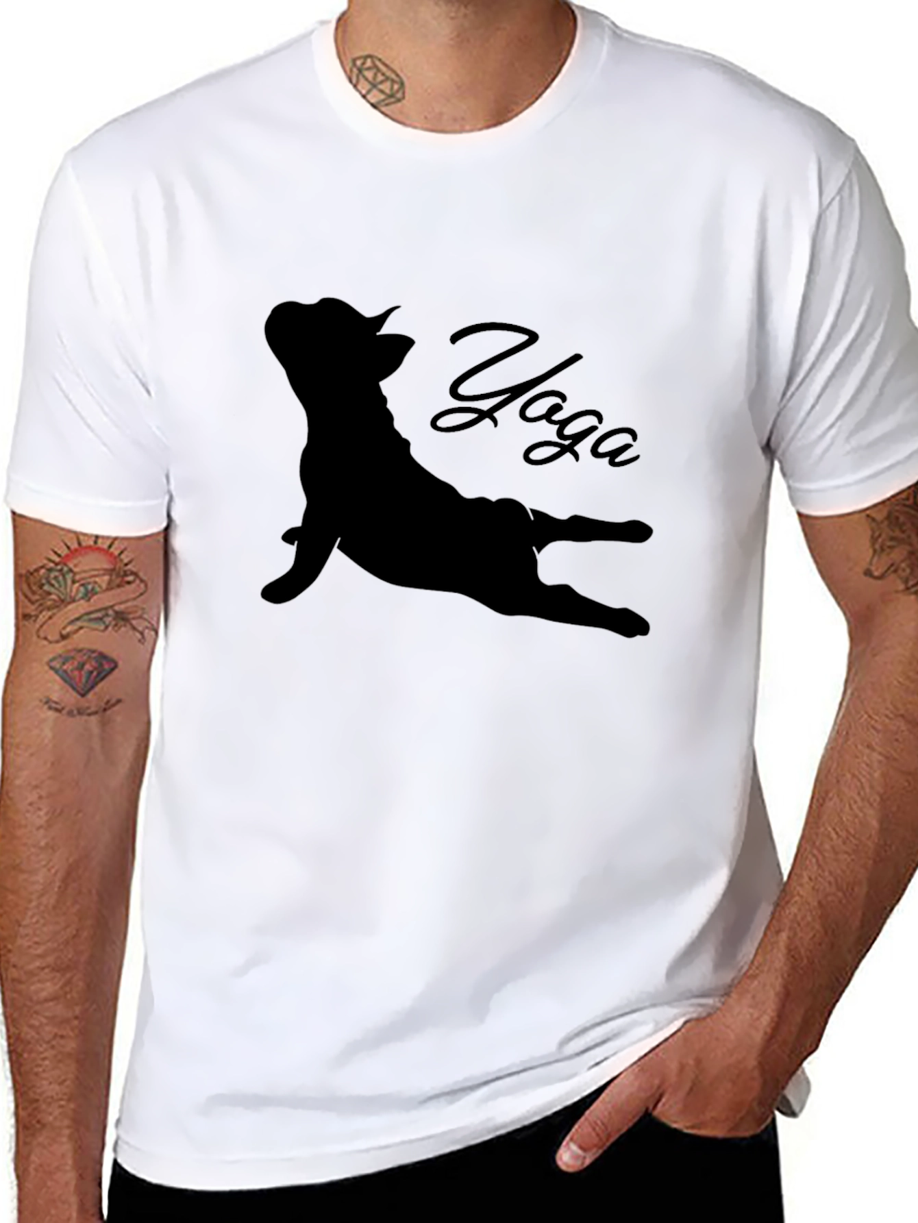 Camiseta Negra con Diseño de Yoga para Hombre