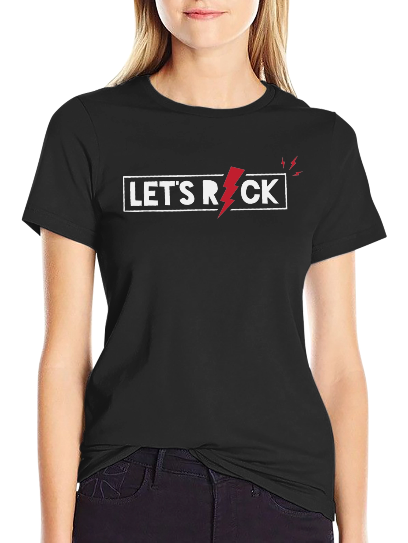 Camiseta Negra Lets Rock para Hombre