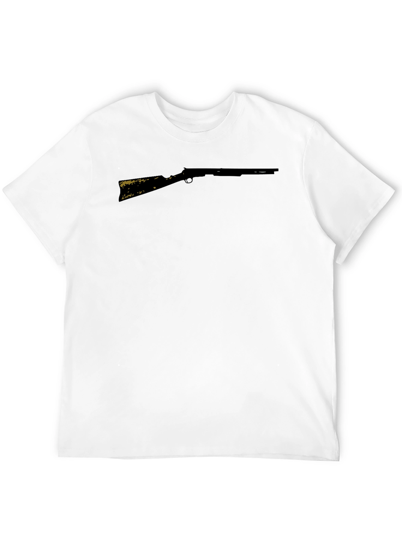 Camiseta Negra Rifle Estampado Casual Hombre
