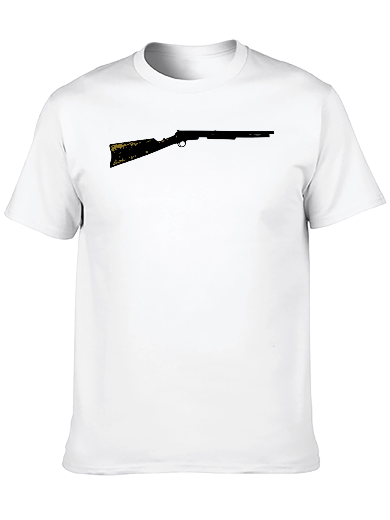 Camiseta Negra Rifle Estampado Casual Hombre
