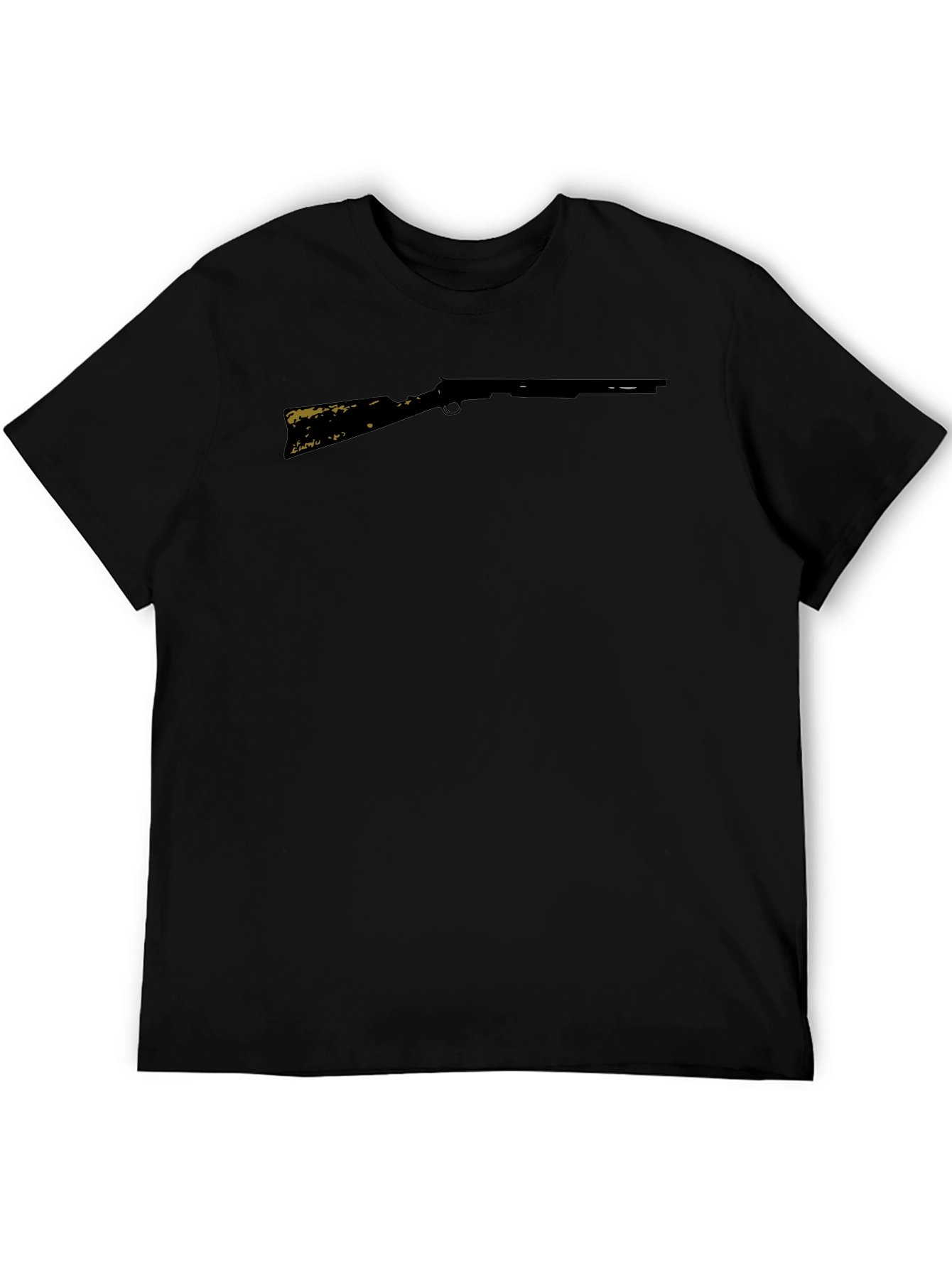 Camiseta Negra Rifle Estampado Casual Hombre