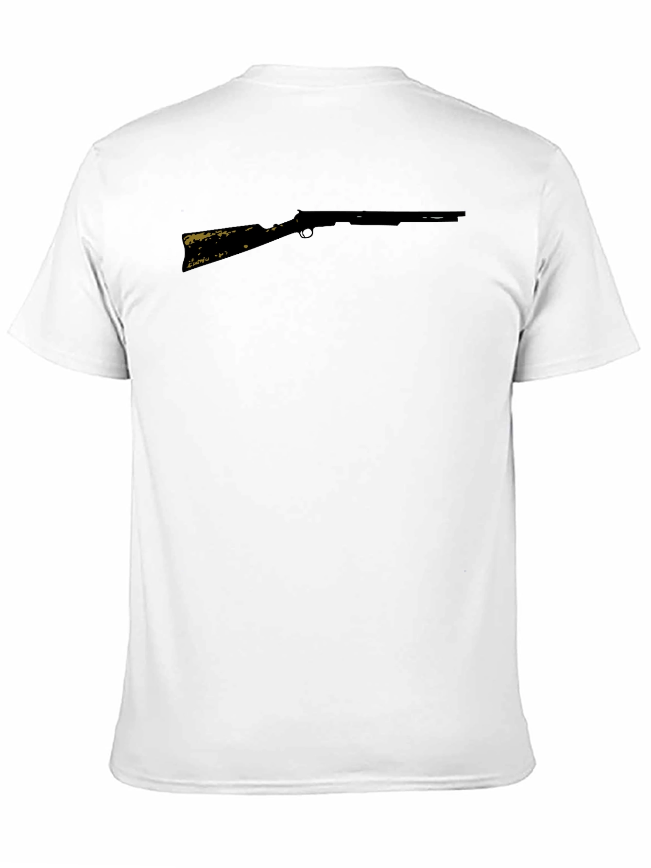 Camiseta Negra Rifle Estampado Casual Hombre