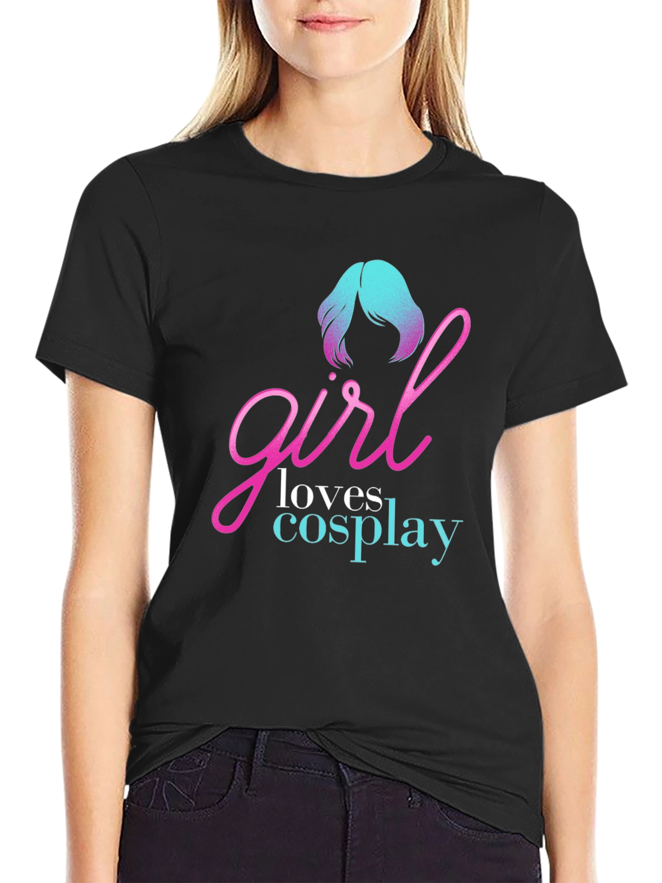Camiseta Negra Girl Loves Cosplay para Hombre