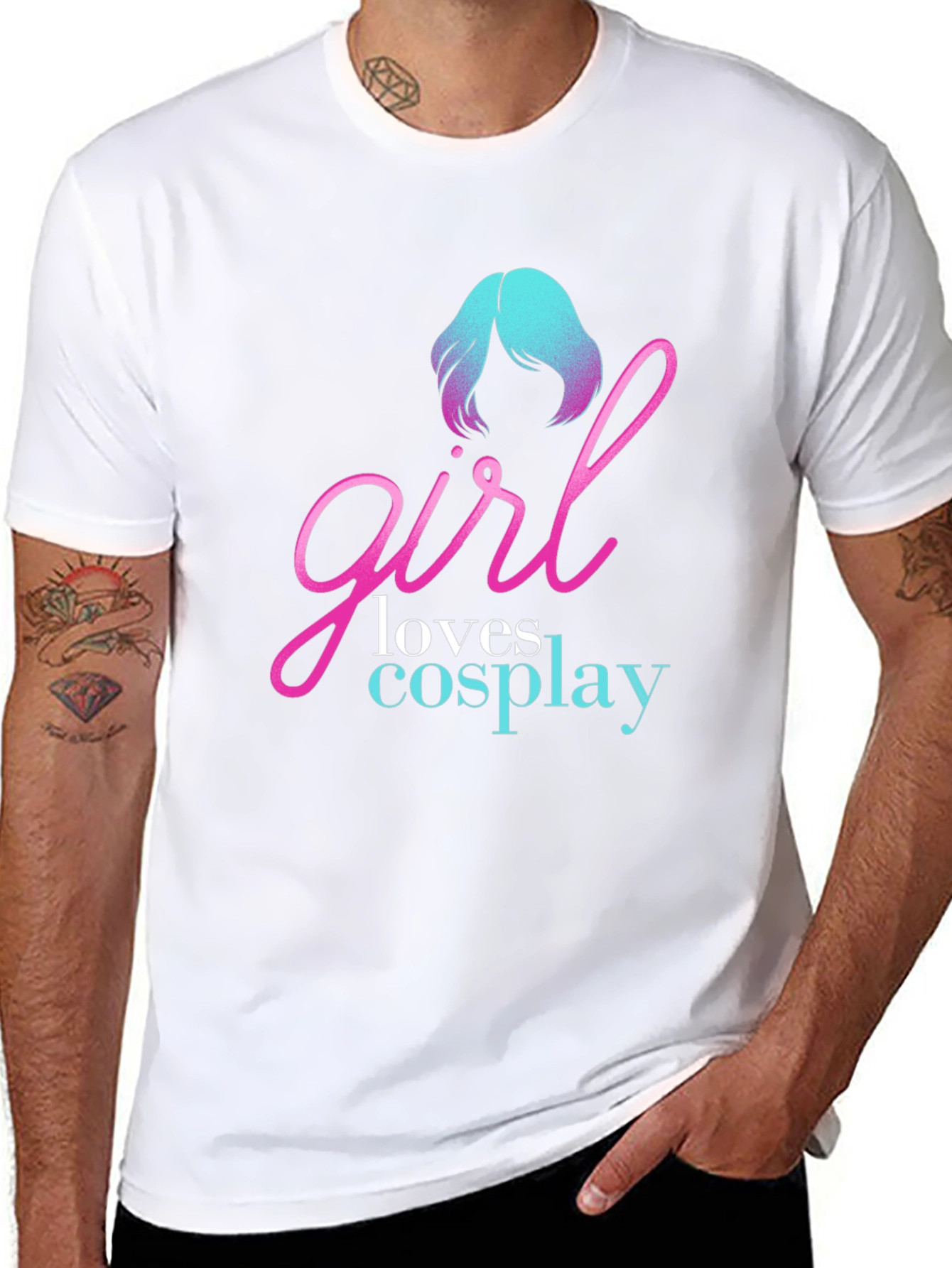 Camiseta Negra Girl Loves Cosplay para Hombre