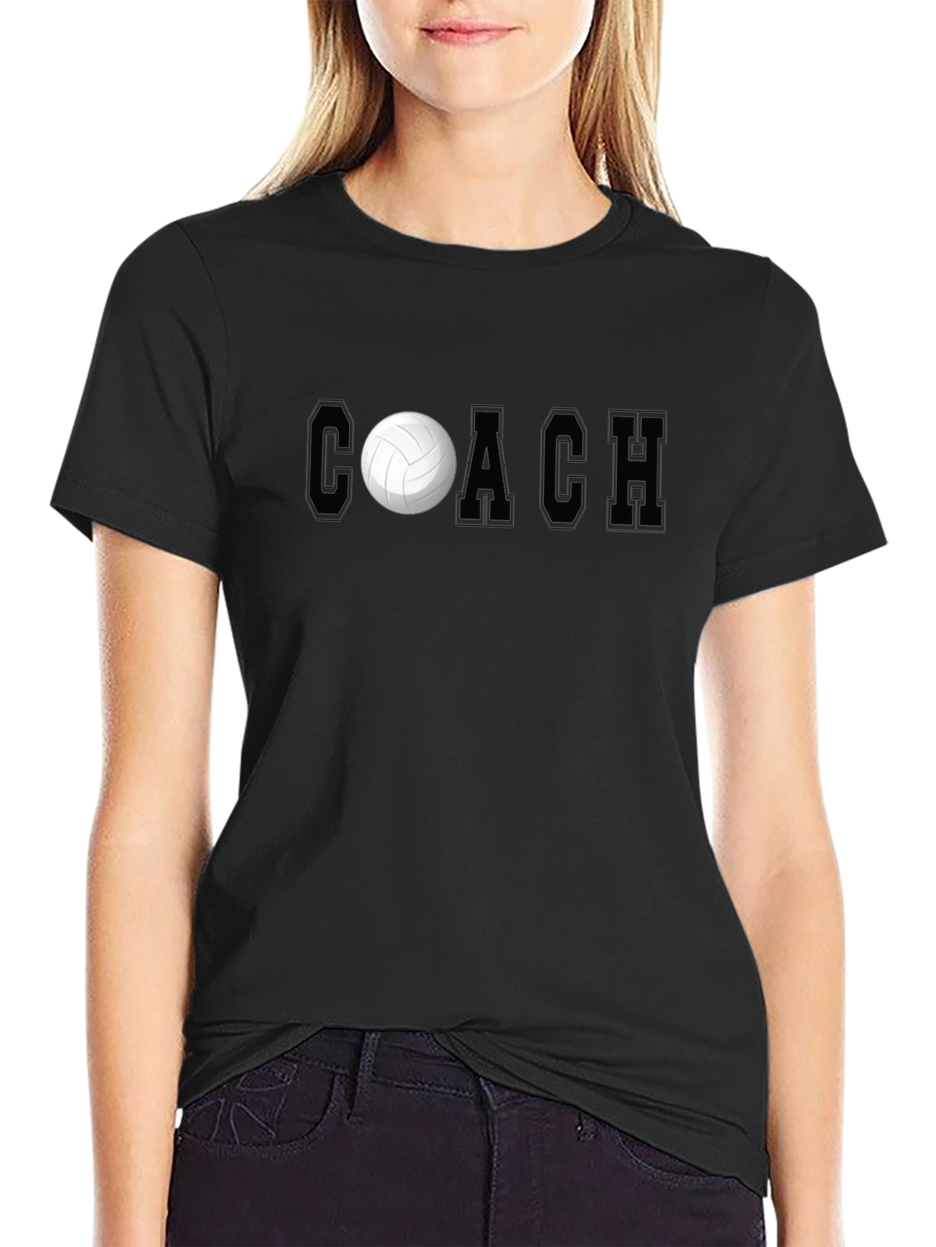 Camiseta Coach de Voleibol Negra para Hombre