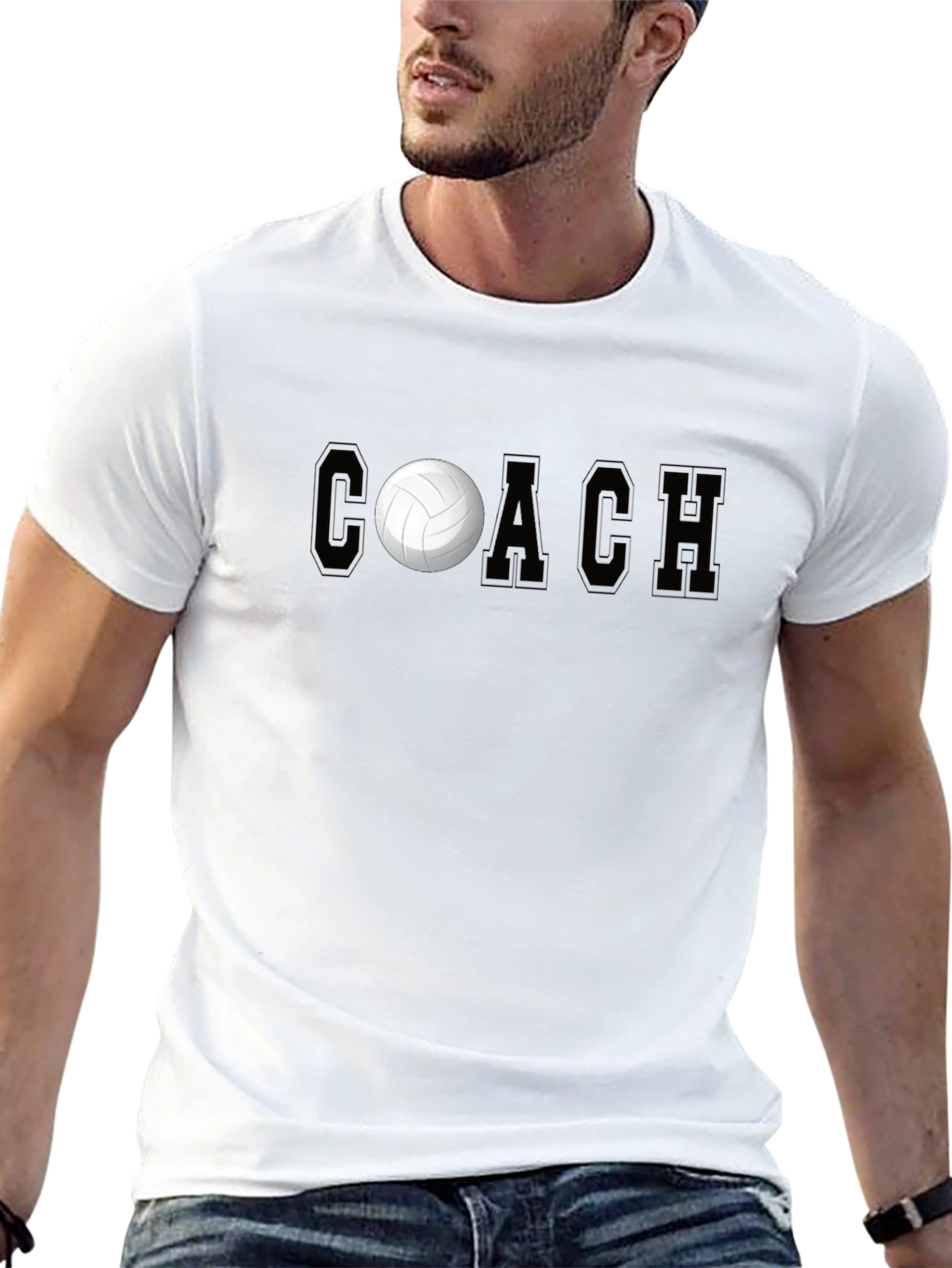 Camiseta Coach de Voleibol Negra para Hombre