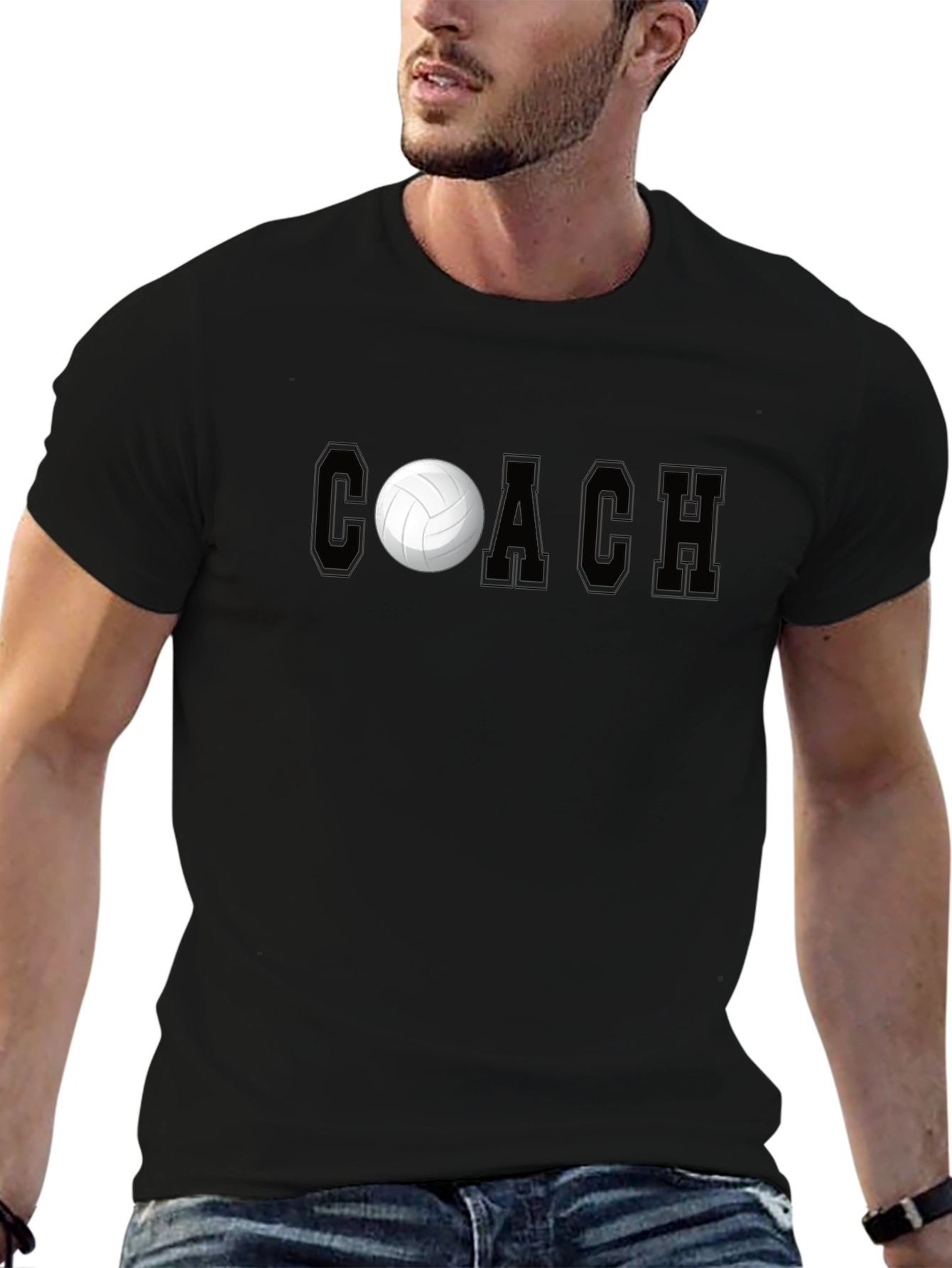 Camiseta Coach de Voleibol Negra para Hombre