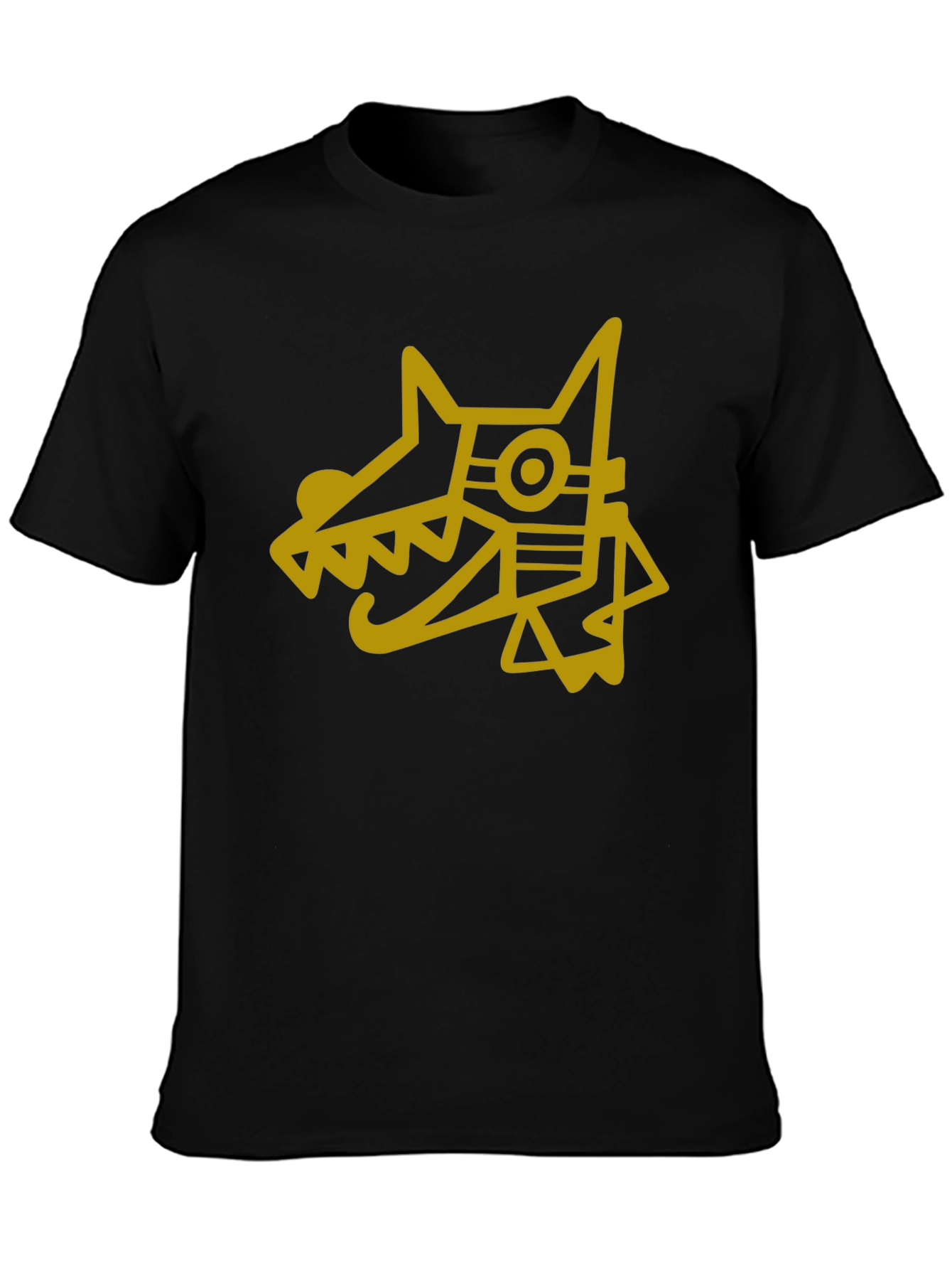 Camiseta Hombre Negra Diseño Perro Azteca