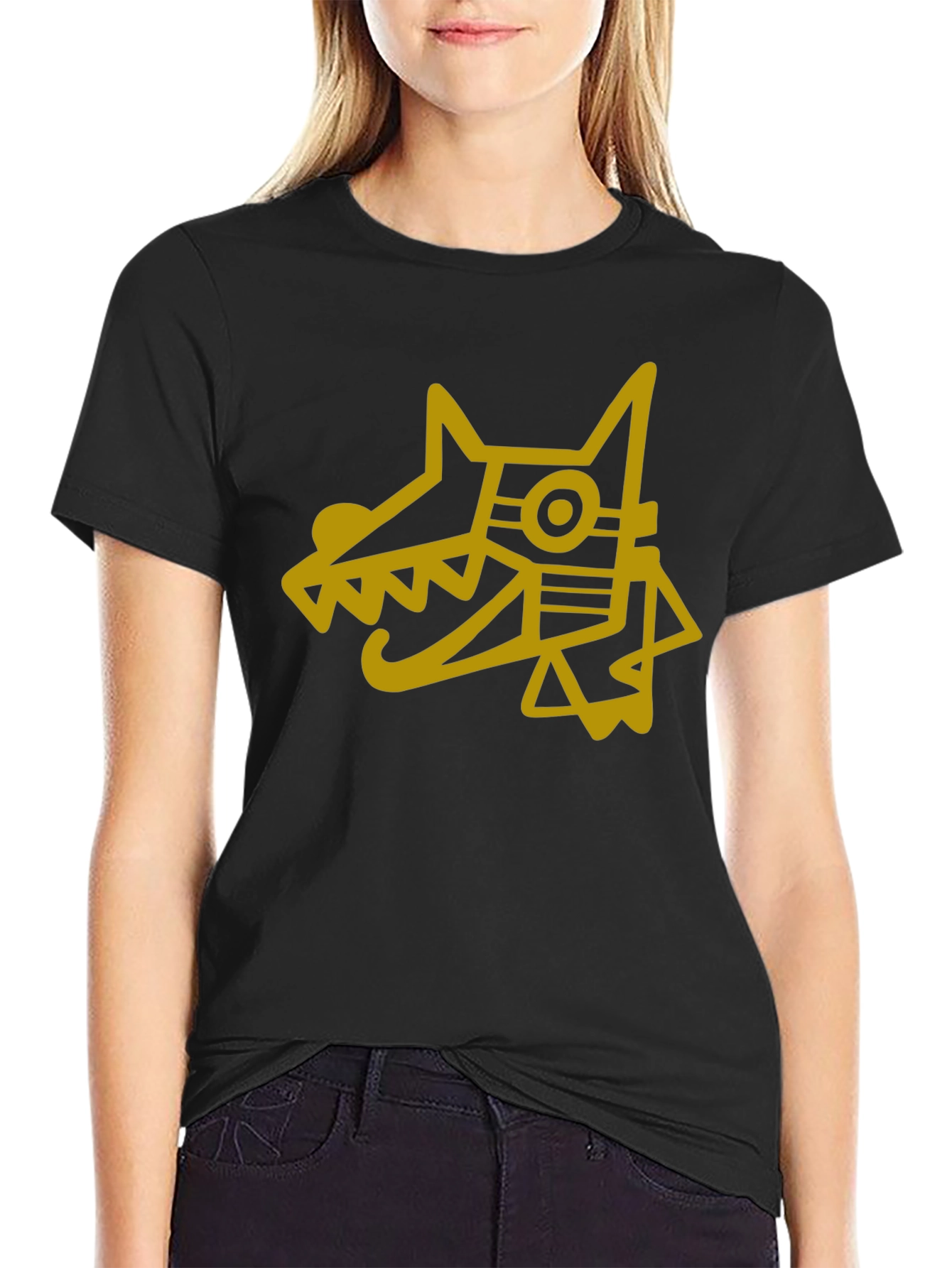 Camiseta Hombre Negra Diseño Perro Azteca