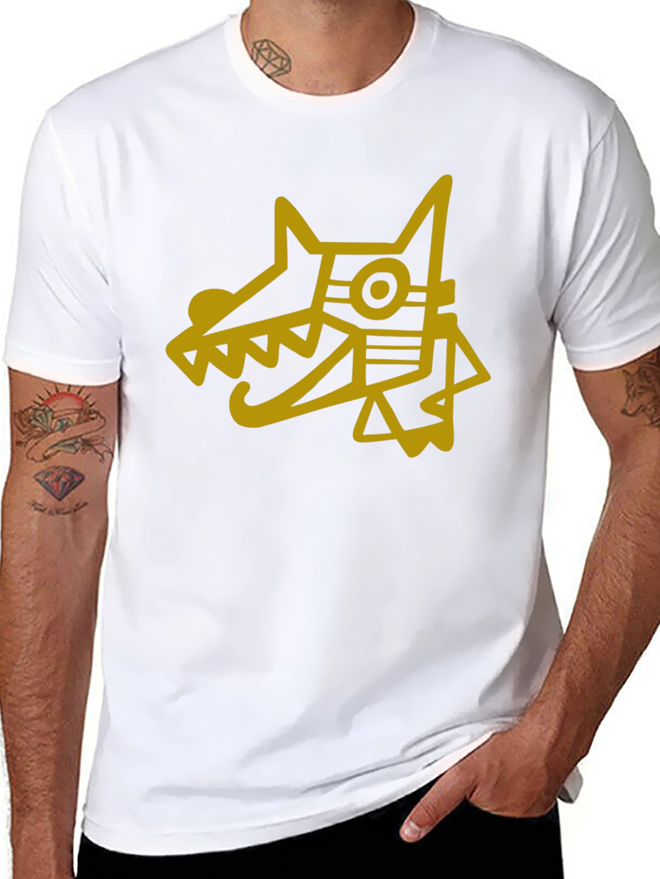 Camiseta Hombre Negra Diseño Perro Azteca