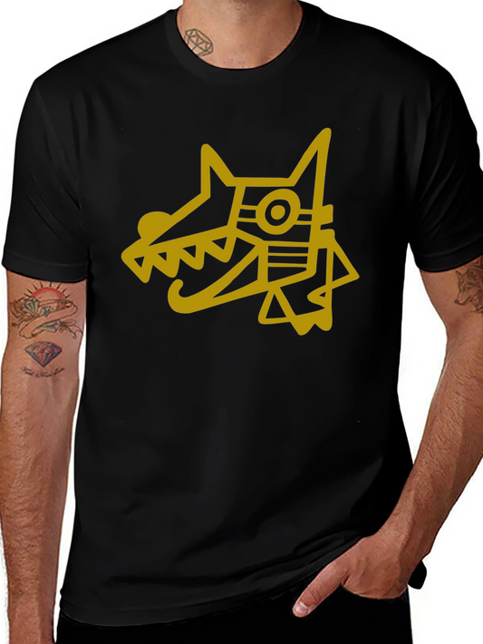Camiseta Hombre Negra Diseño Perro Azteca