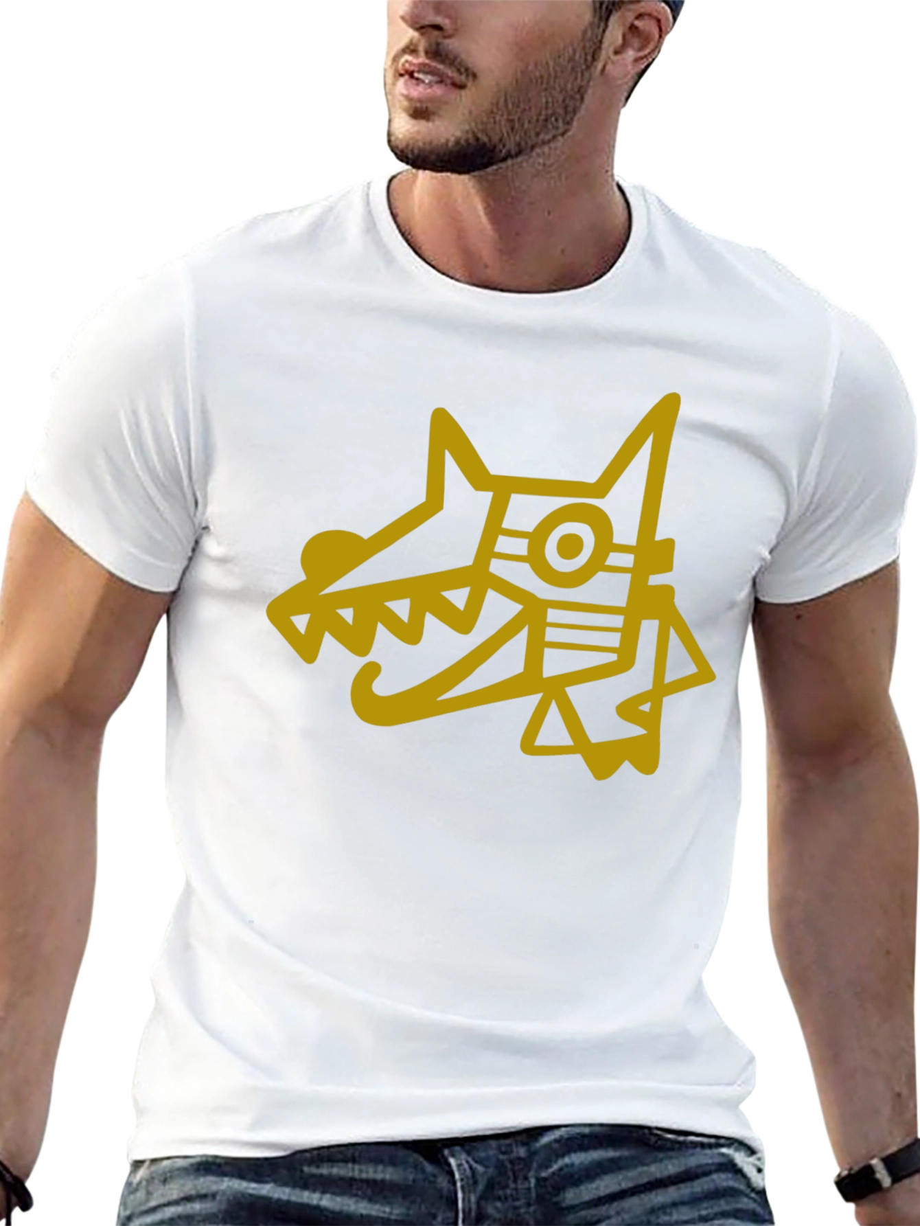 Camiseta Hombre Negra Diseño Perro Azteca