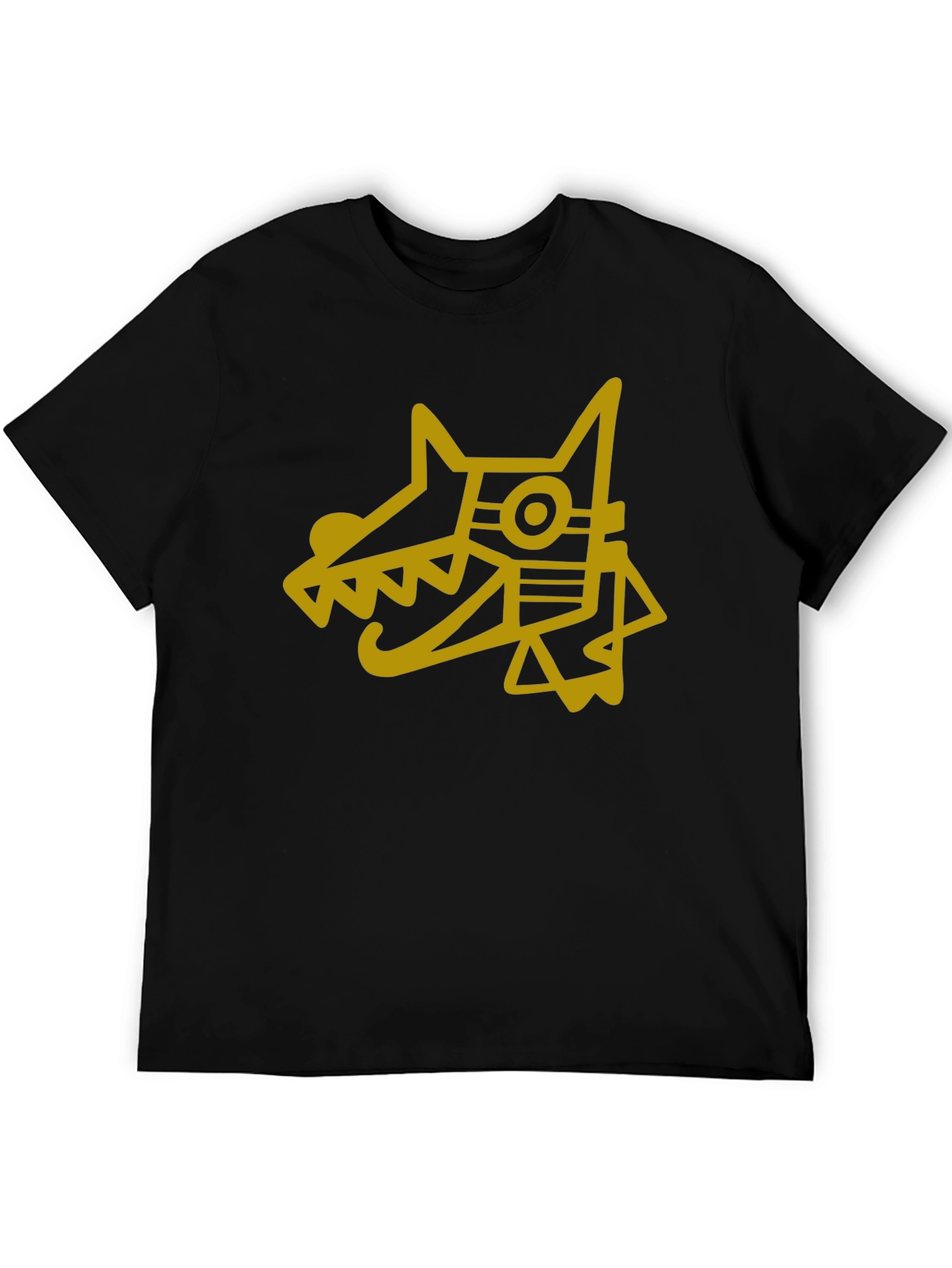Camiseta Hombre Negra Diseño Perro Azteca