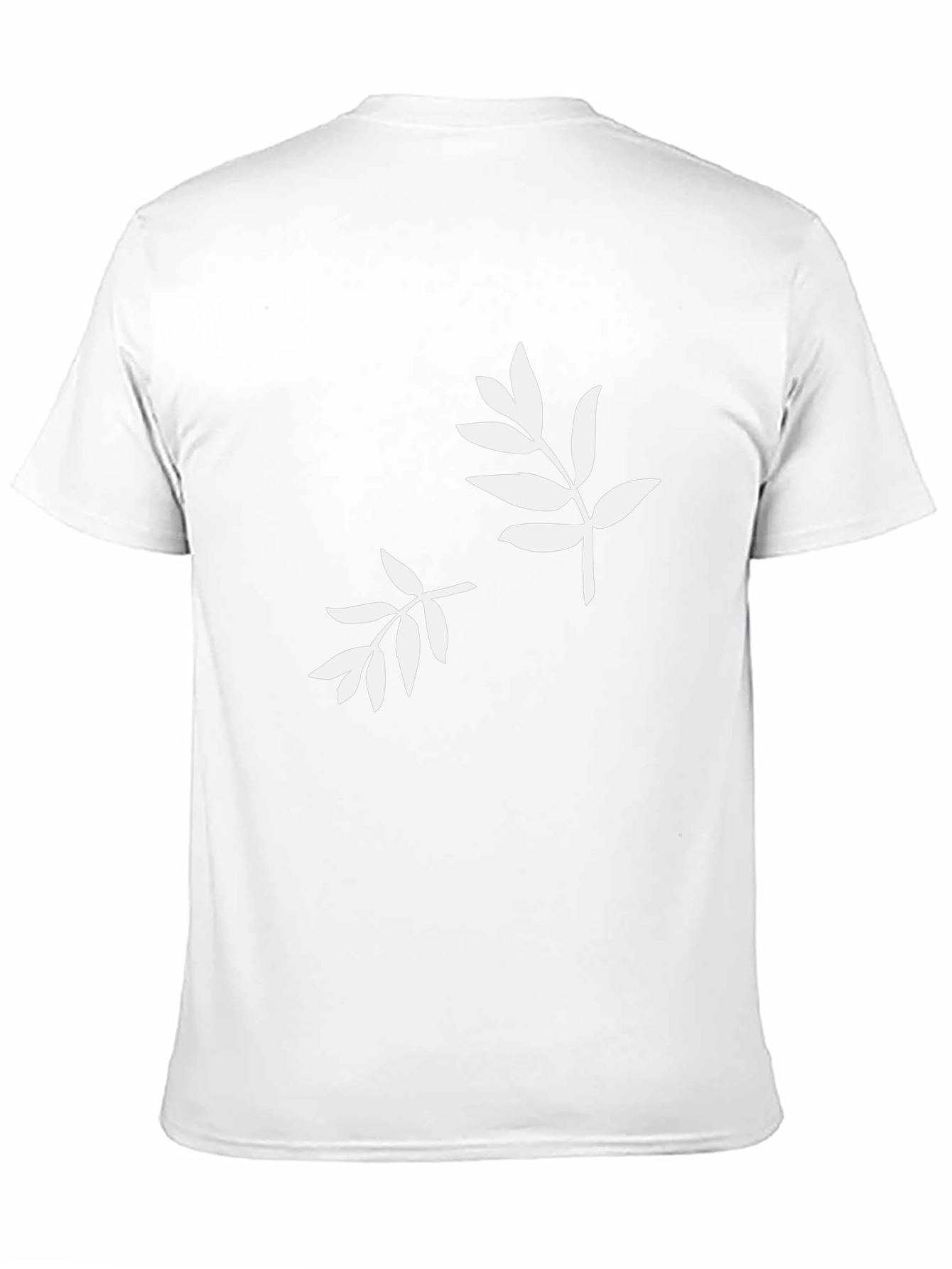 Camiseta Negra con Estampado de Hojas Blancas