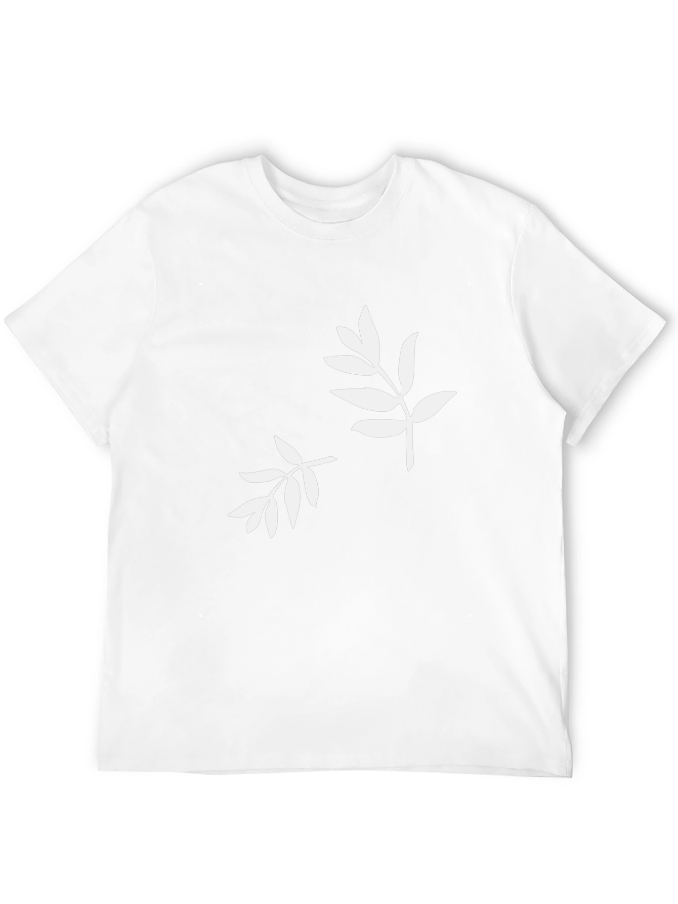 Camiseta Negra con Estampado de Hojas Blancas
