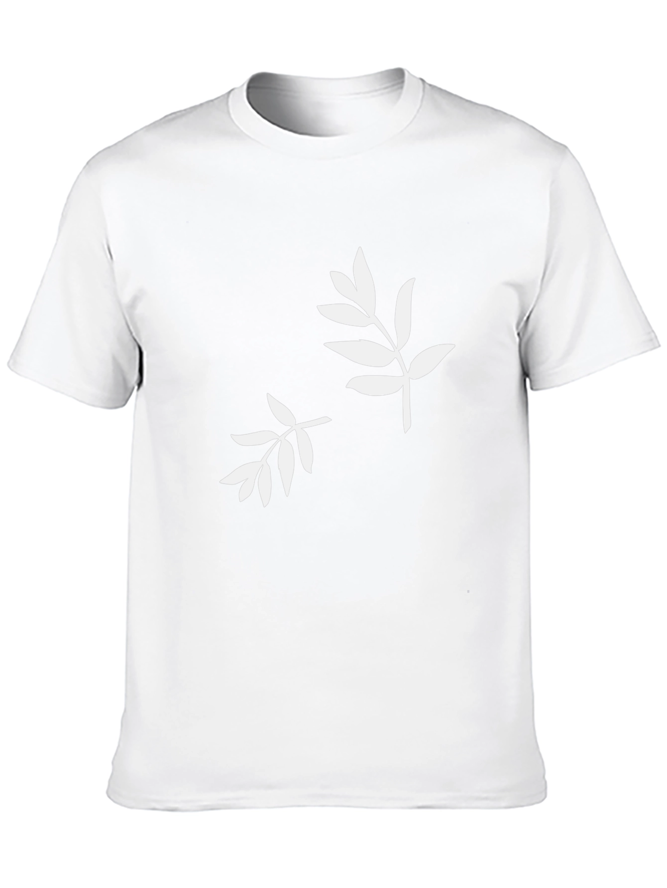 Camiseta Negra con Estampado de Hojas Blancas