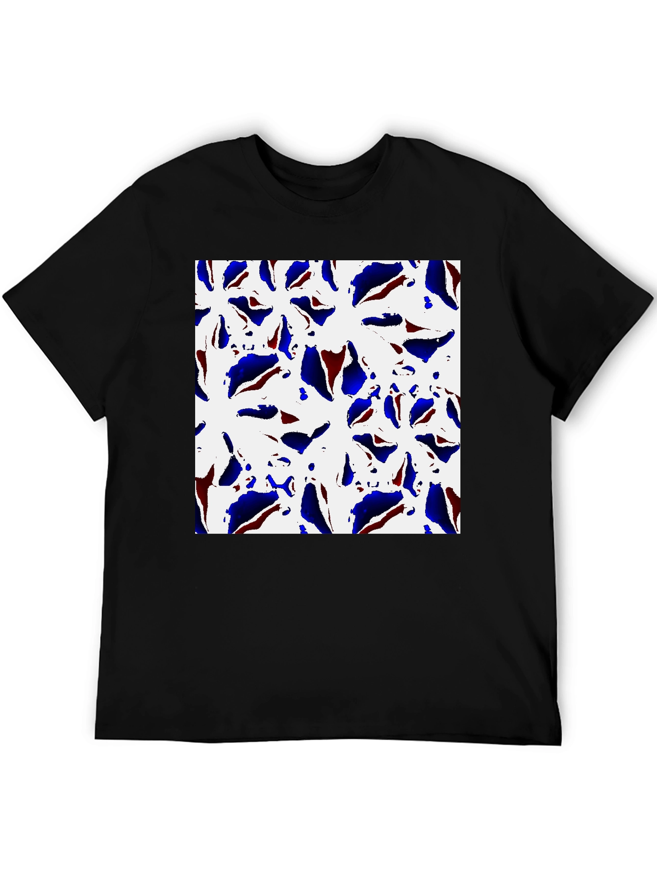 Camiseta Negra Estampada con Diseño Floral Abstracto