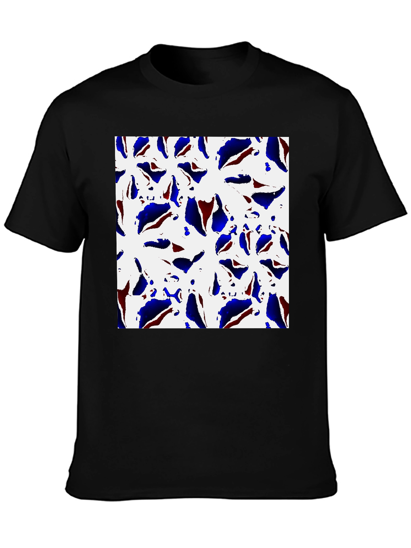 Camiseta Negra Estampada con Diseño Floral Abstracto