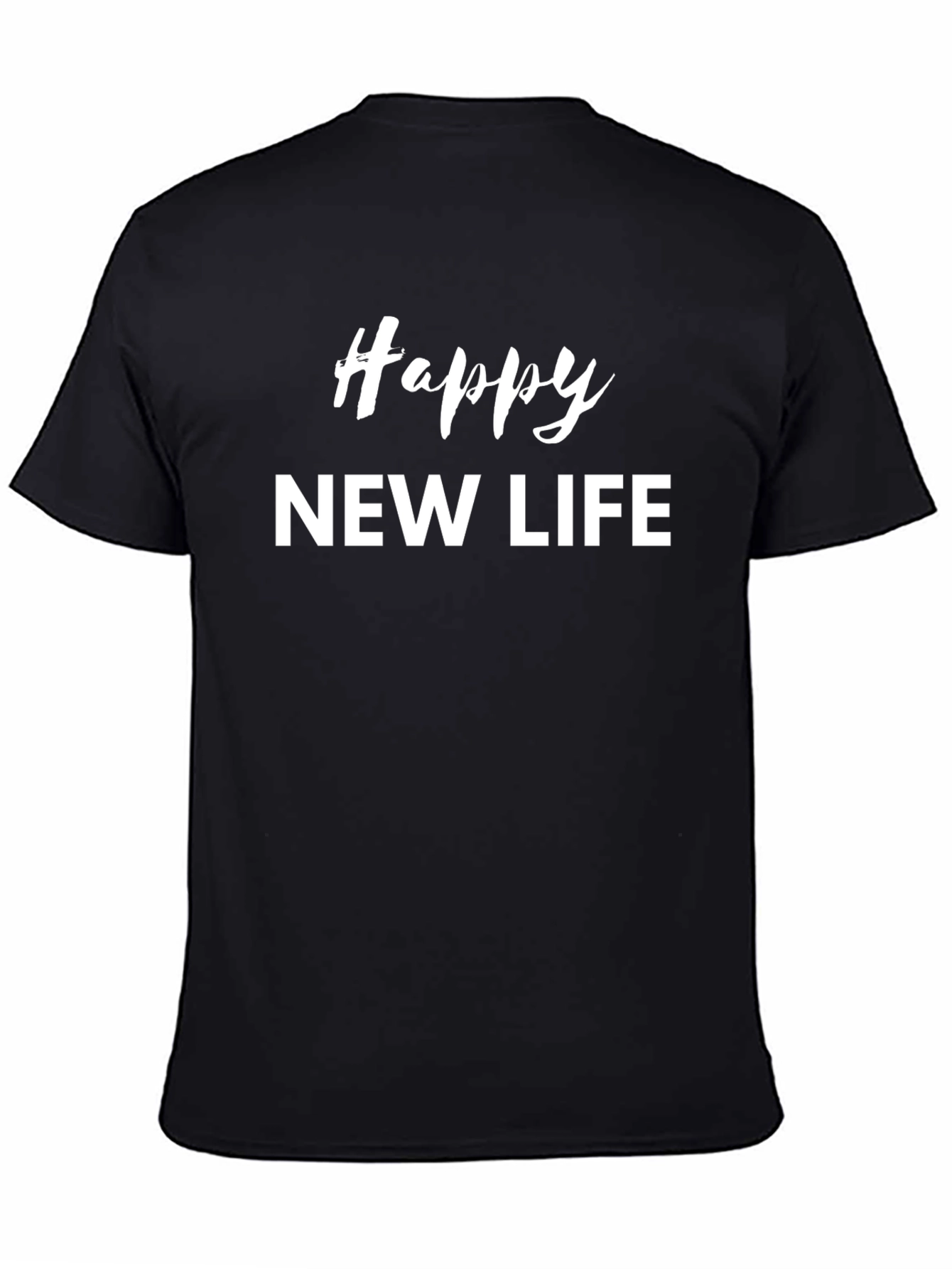 Camiseta Negra Happy New Life - Estilo Casual