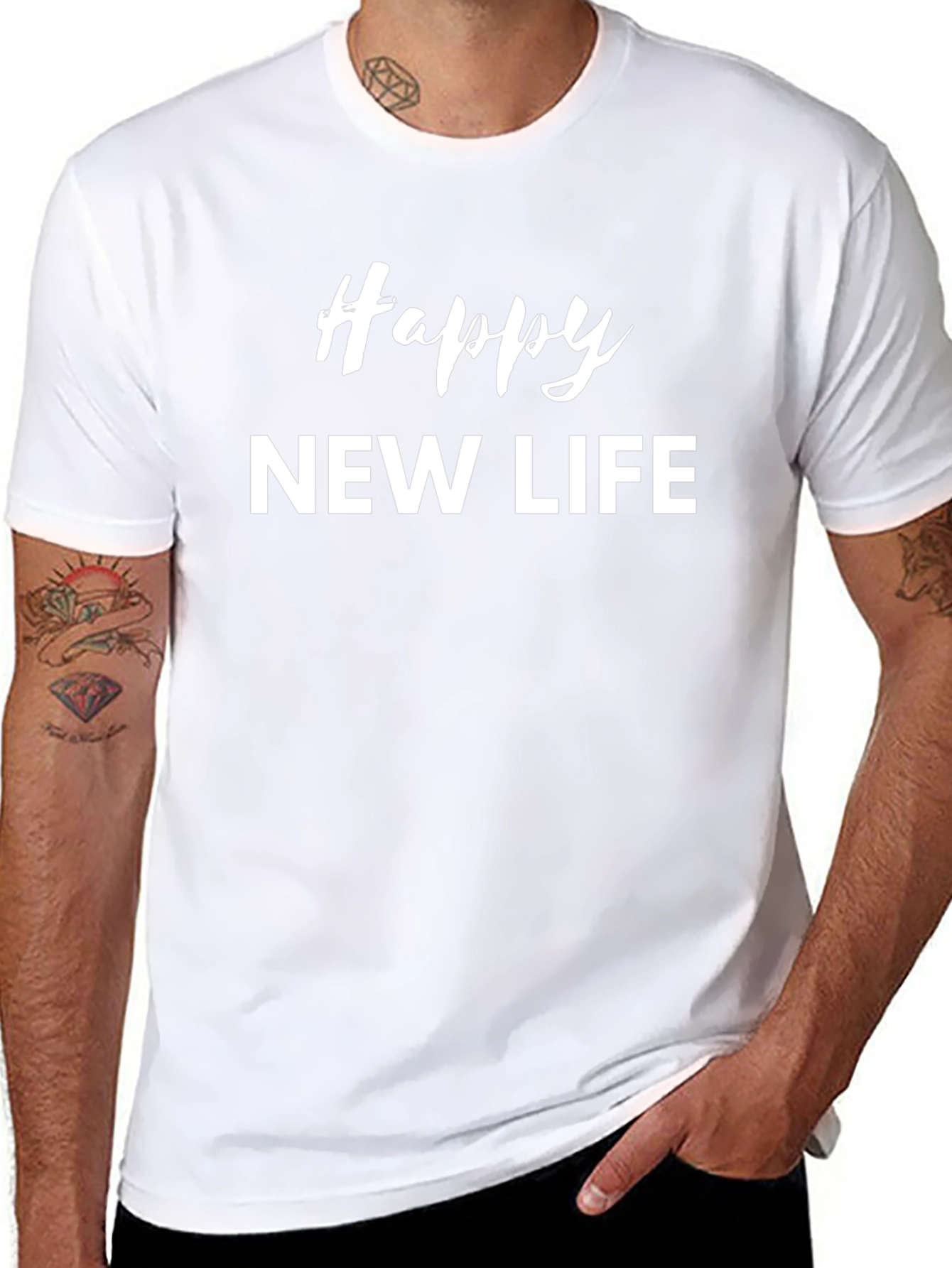 Camiseta Negra Happy New Life - Estilo Casual