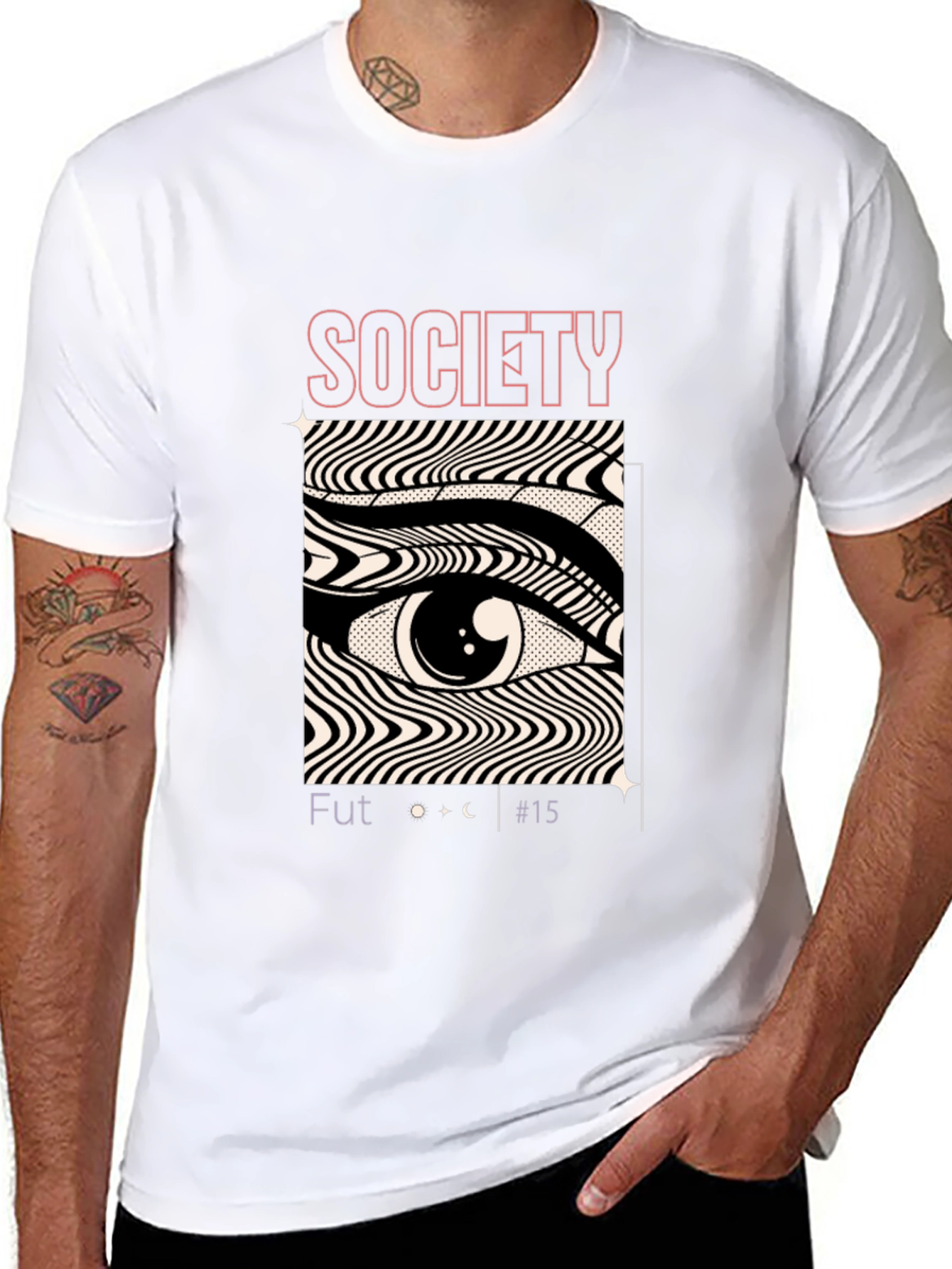 Camiseta Negra con Diseño Ojo Society Futurista