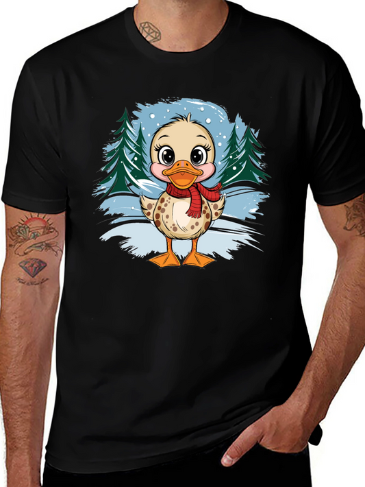 Camiseta Negra con Diseño de Pato Invernal