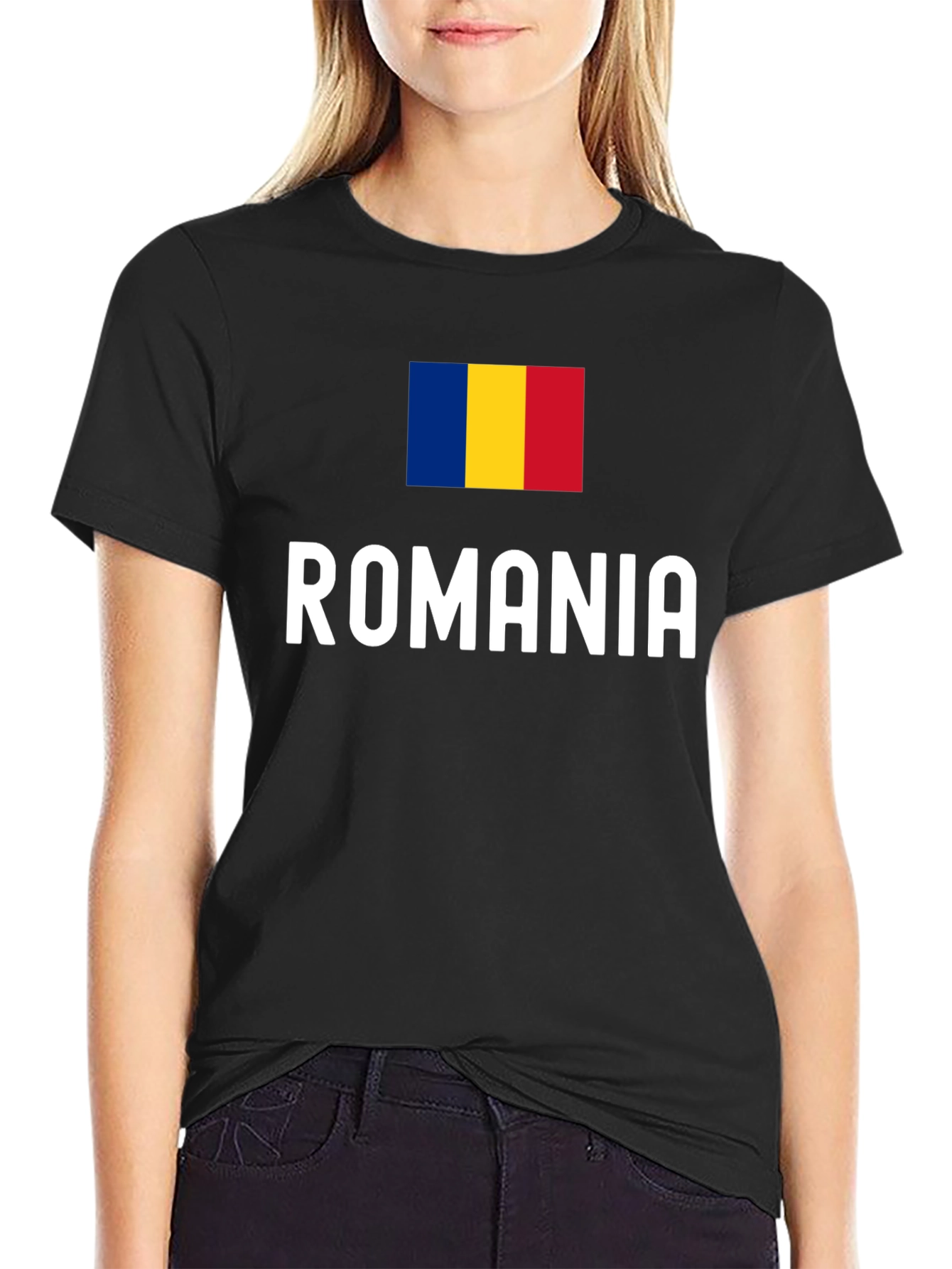 Camiseta Negra Bandera Rumania - Diseño Original