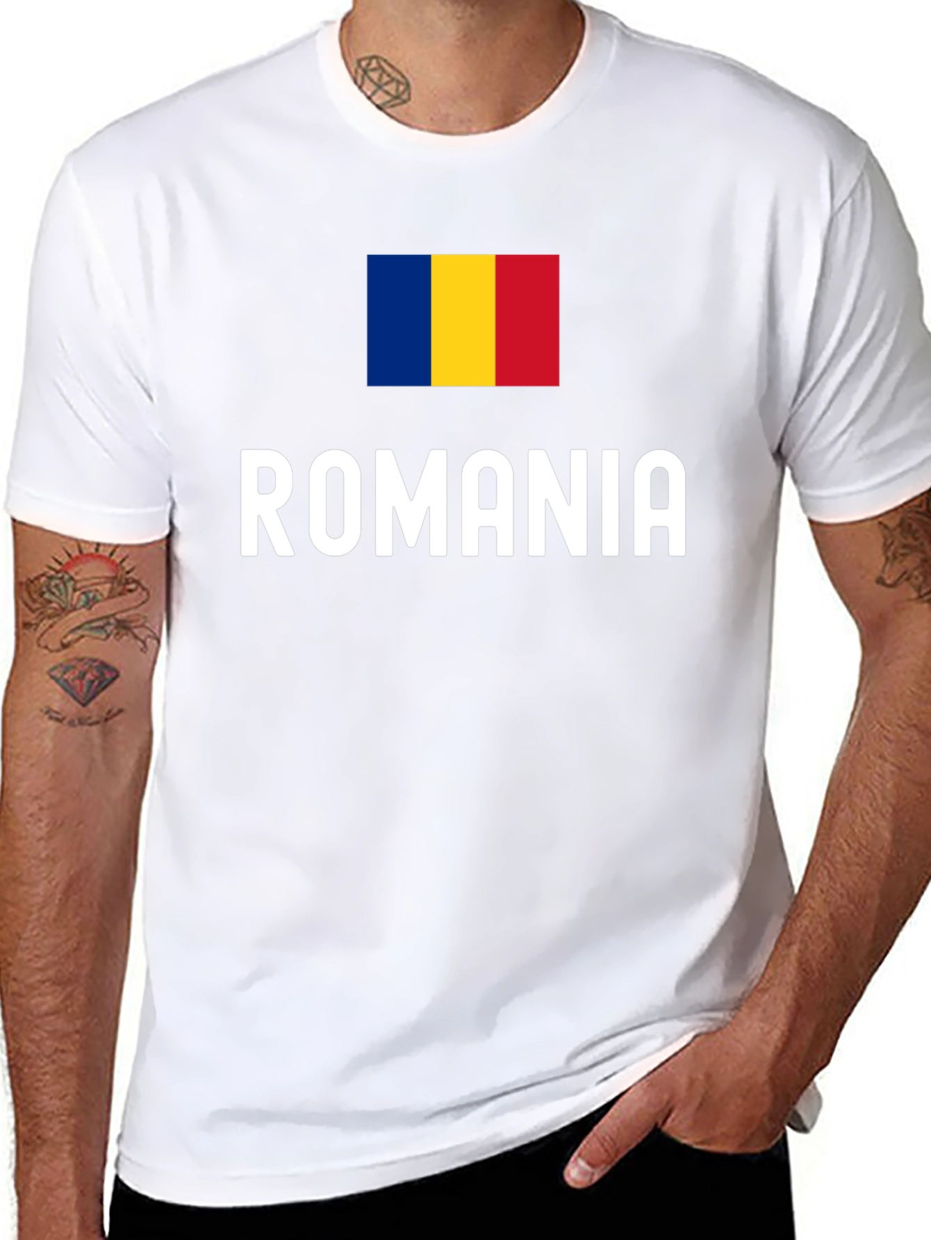 Camiseta Negra Bandera Rumania - Diseño Original