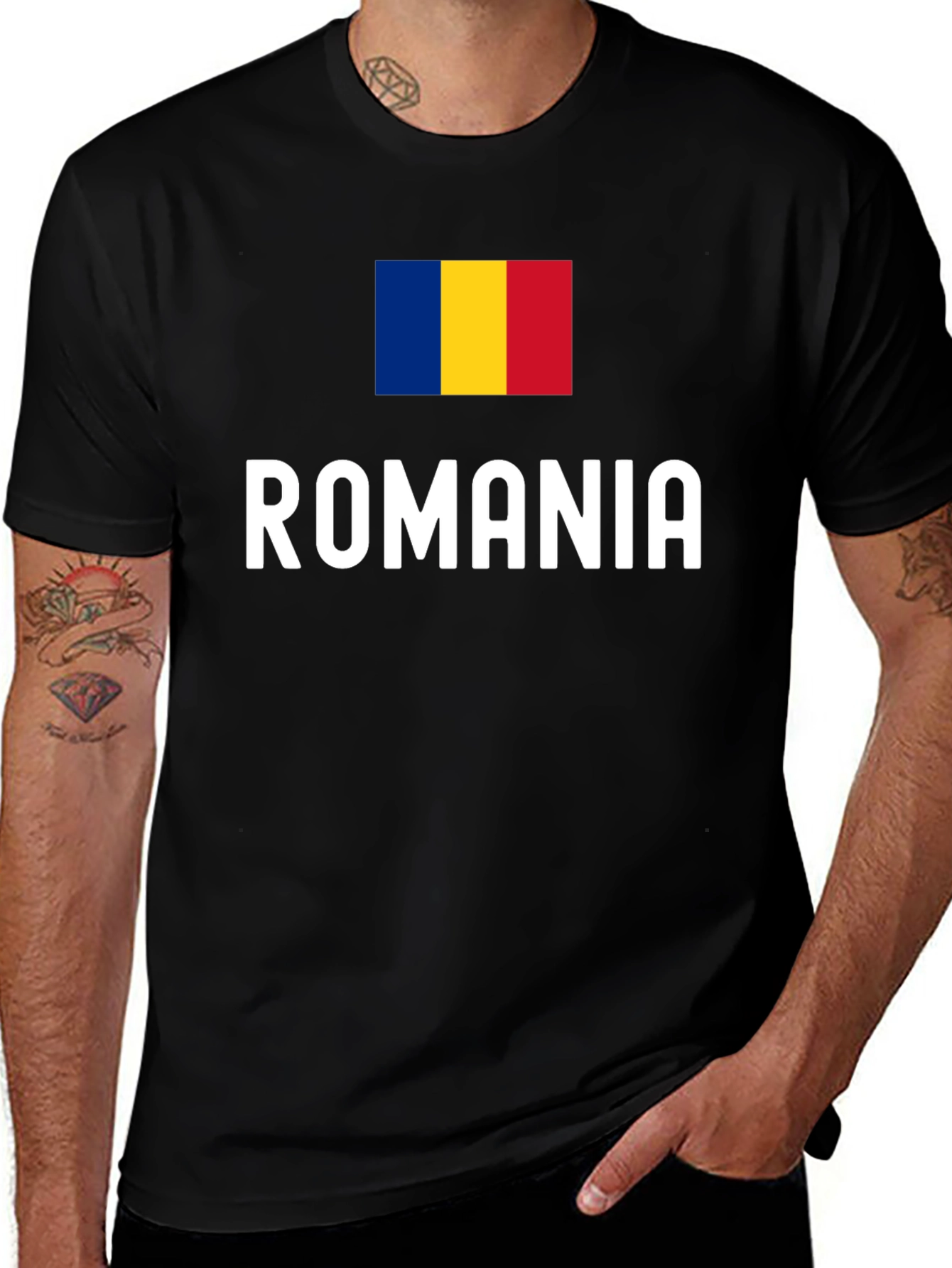 Camiseta Negra Bandera Rumania - Diseño Original