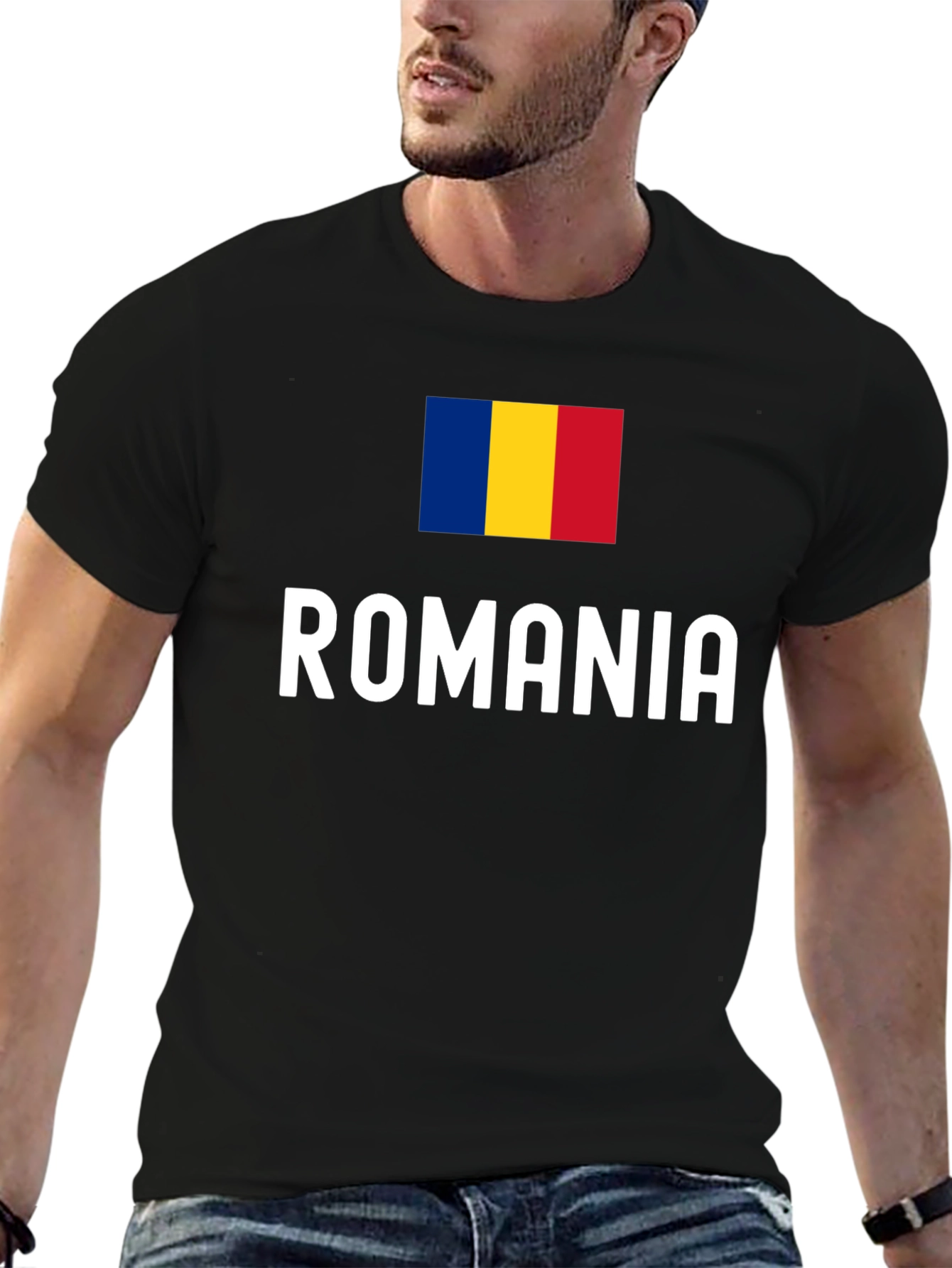 Camiseta Negra Bandera Rumania - Diseño Original