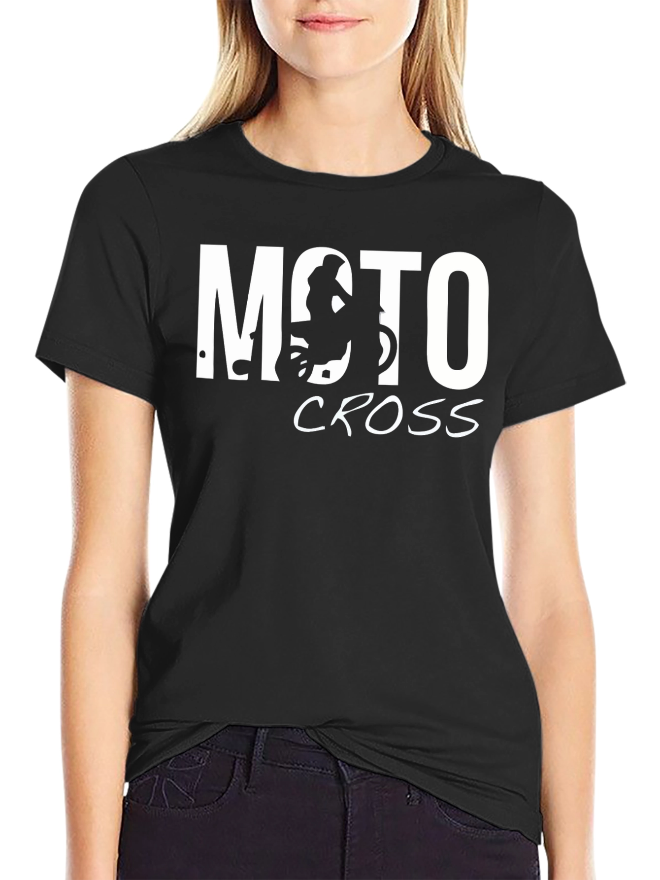 Camiseta Negra Moto Cross para Hombre