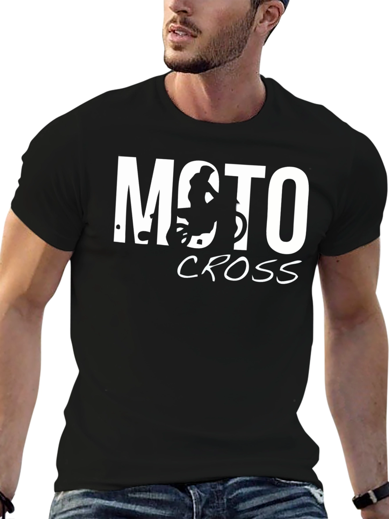Camiseta Negra Moto Cross para Hombre