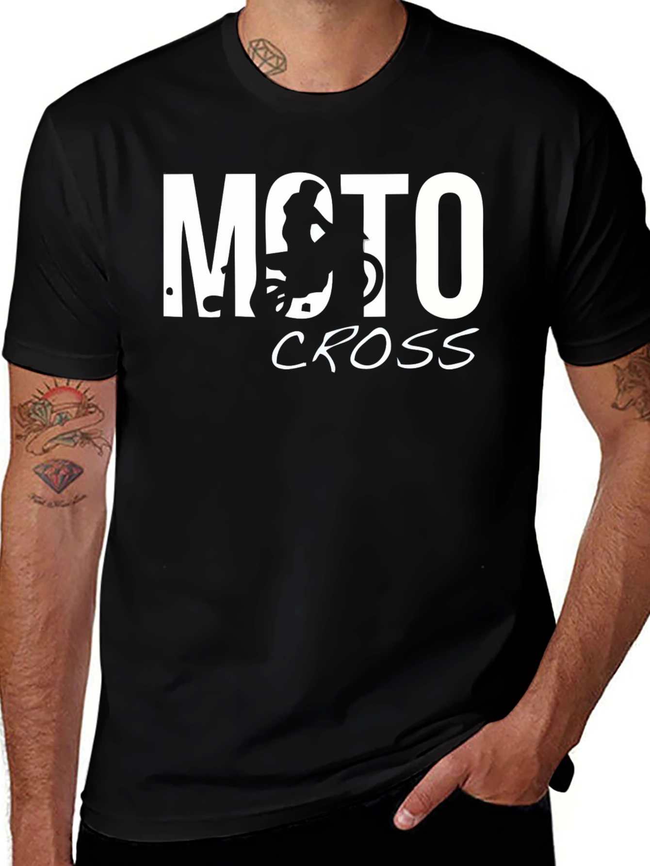 Camiseta Negra Moto Cross para Hombre