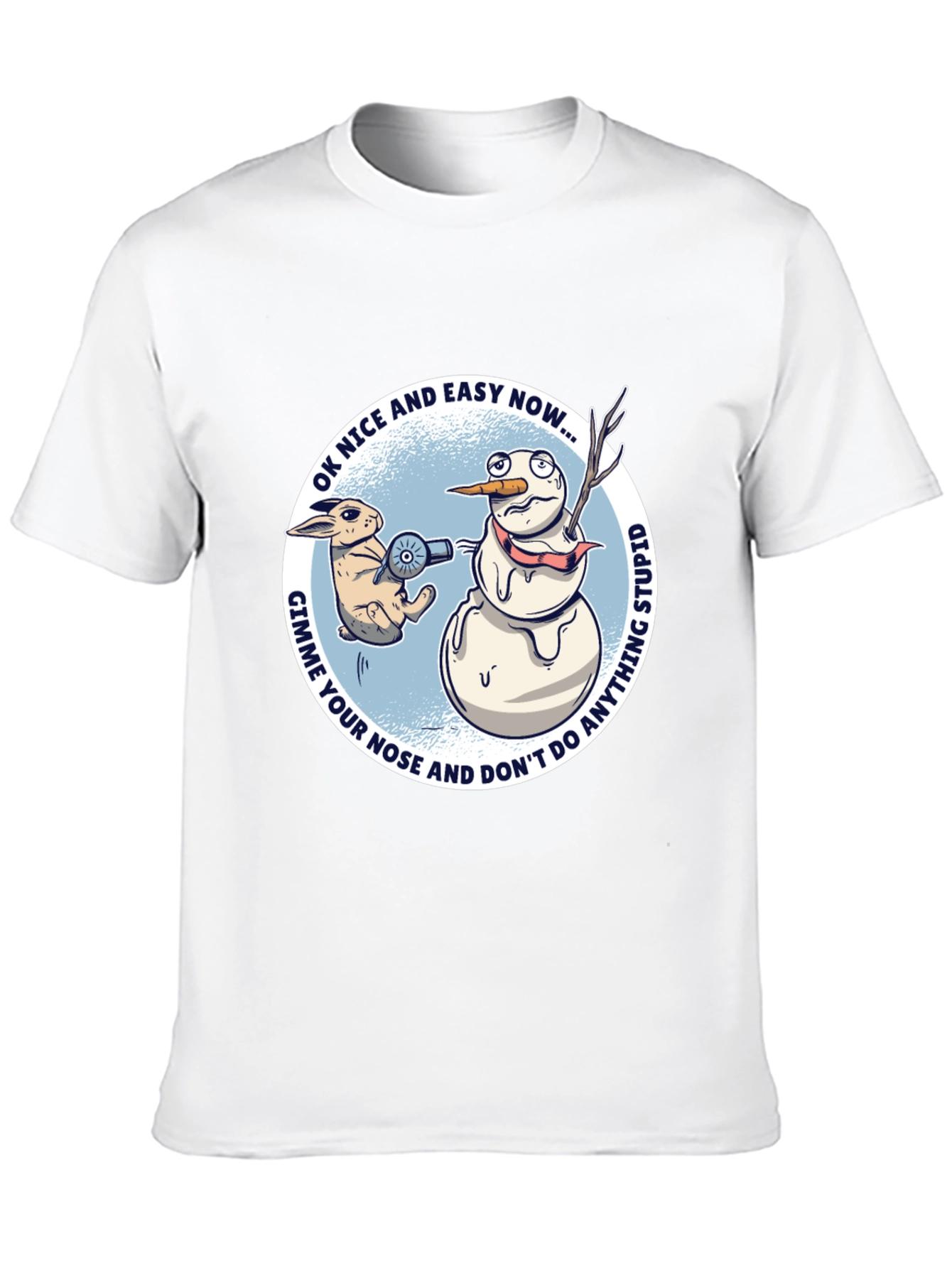 Camiseta Gráfica: Conejo vs. Muñeco de Nieve
