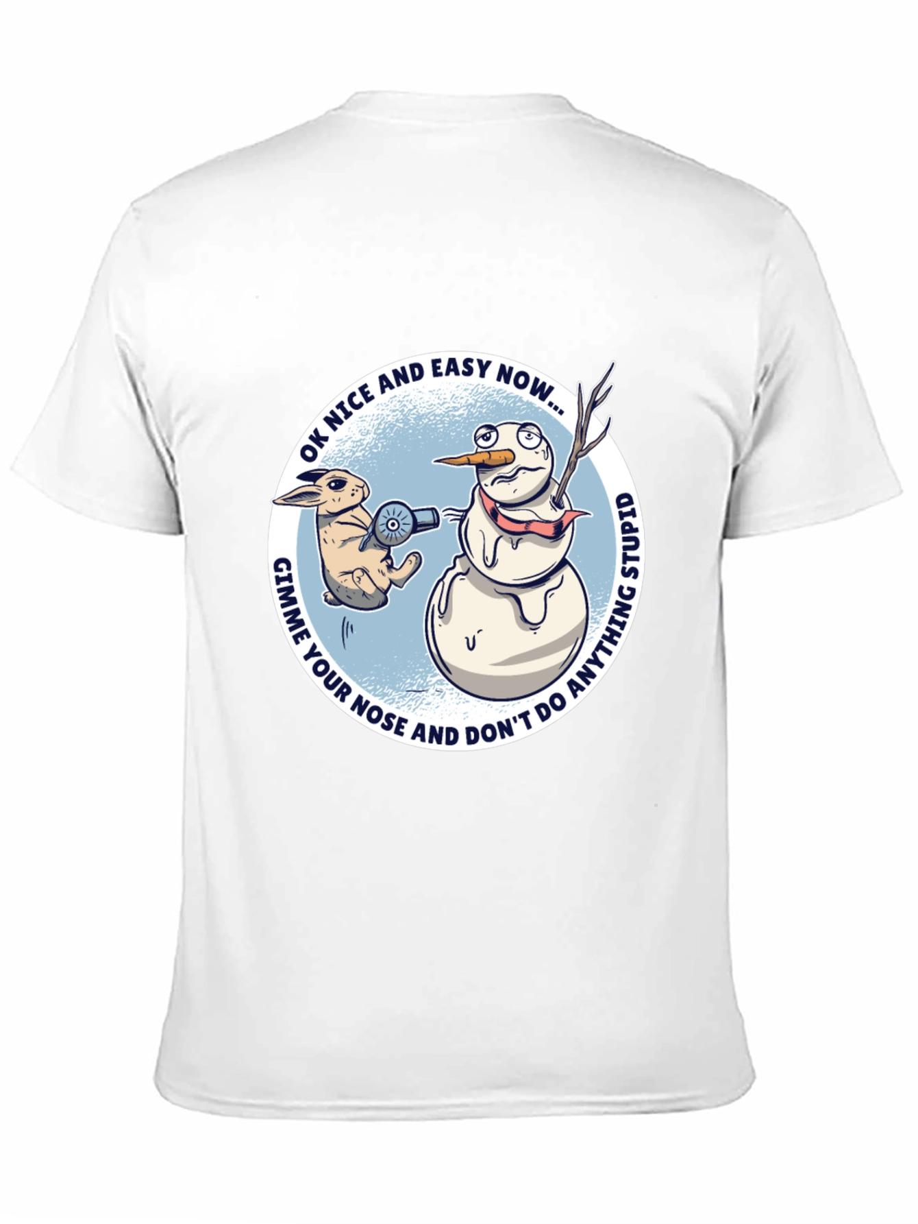 Camiseta Gráfica: Conejo vs. Muñeco de Nieve