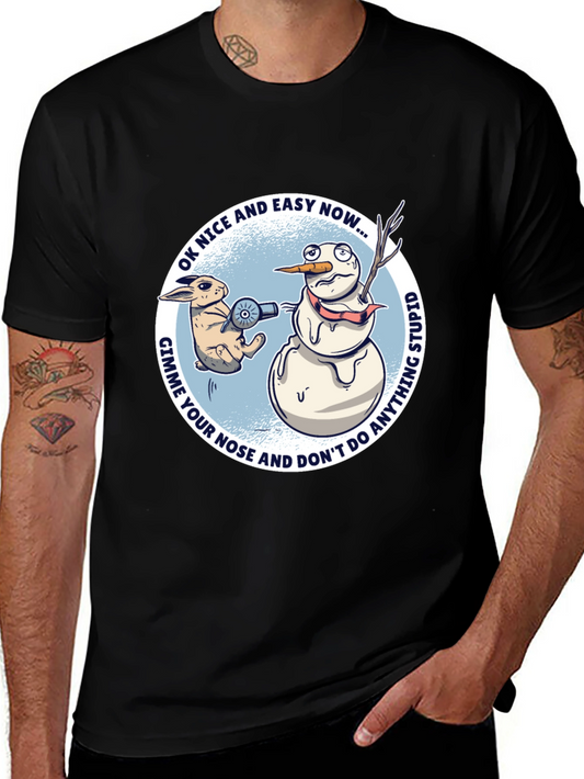 Camiseta Gráfica: Conejo vs. Muñeco de Nieve