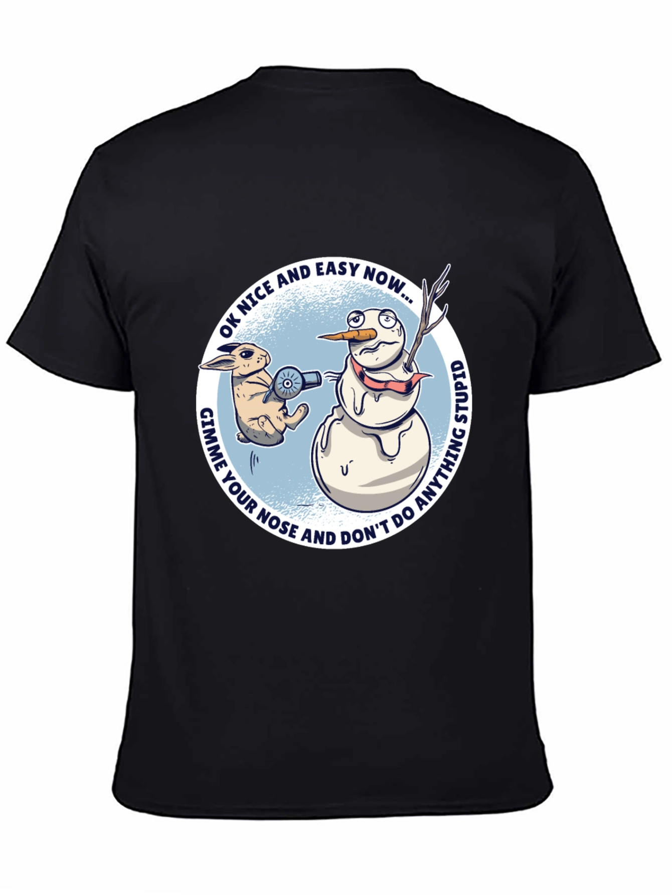 Camiseta Gráfica: Conejo vs. Muñeco de Nieve