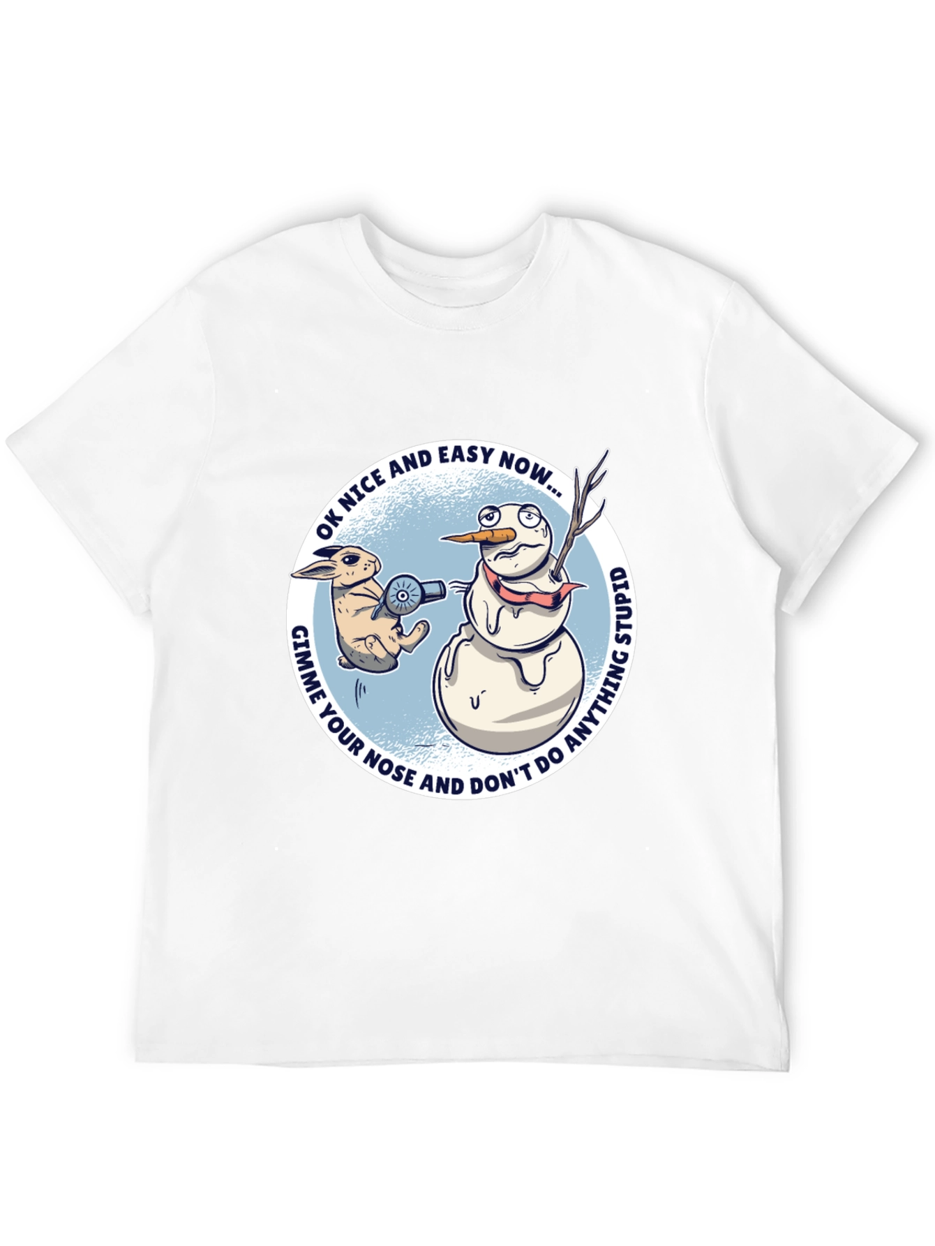 Camiseta Gráfica: Conejo vs. Muñeco de Nieve