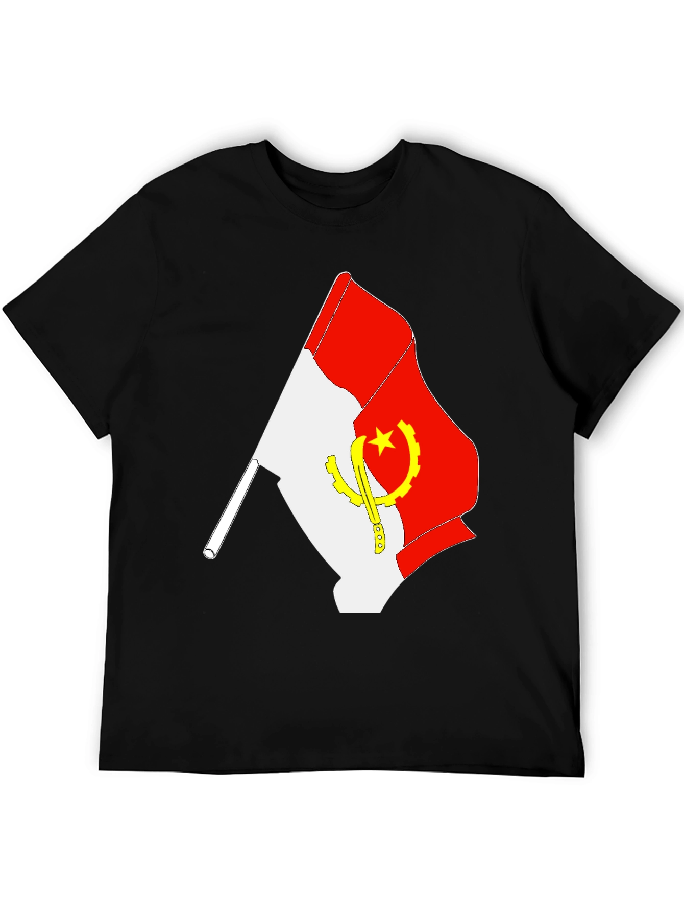 Camiseta Negra con Bandera de Angola