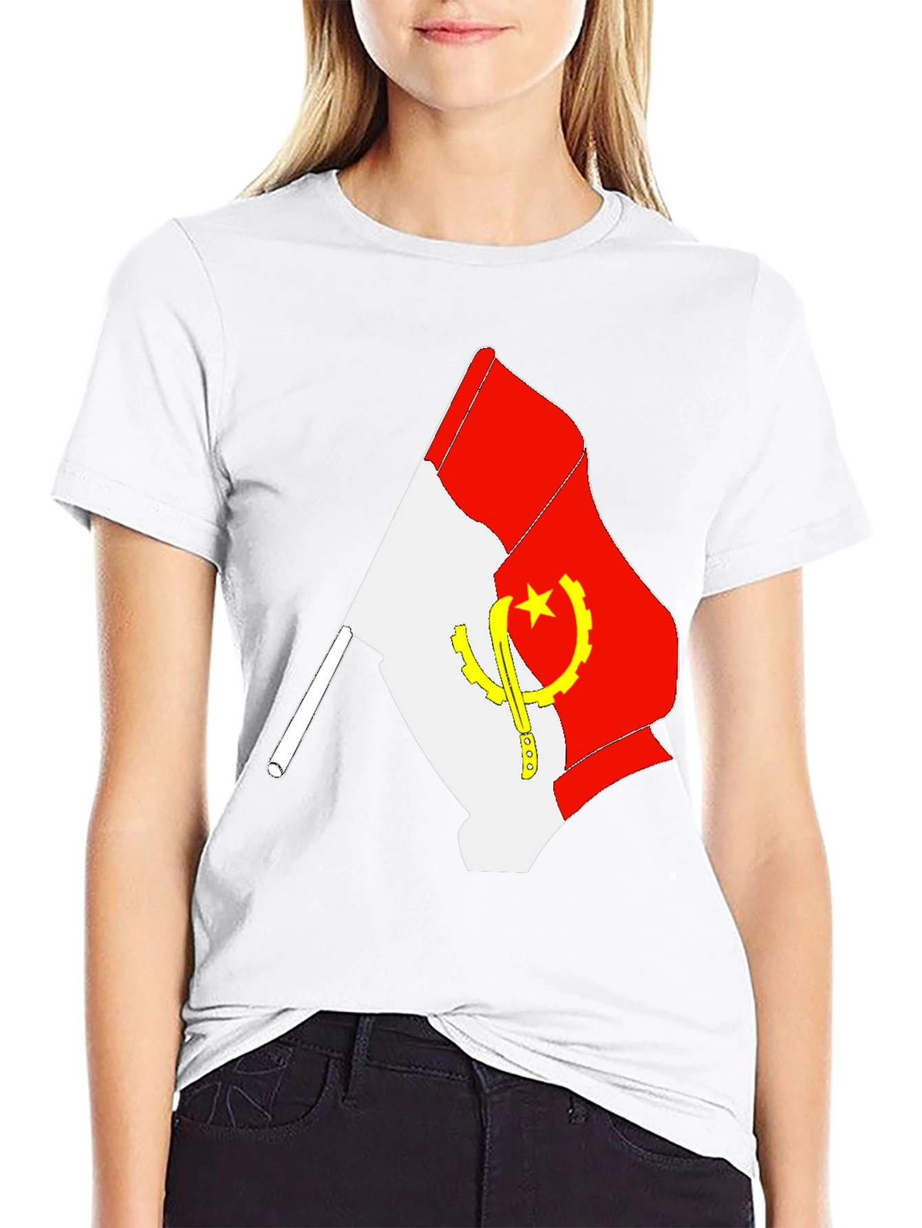 Camiseta Negra con Bandera de Angola