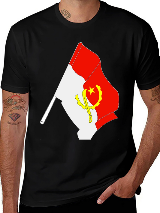 Camiseta Negra con Bandera de Angola