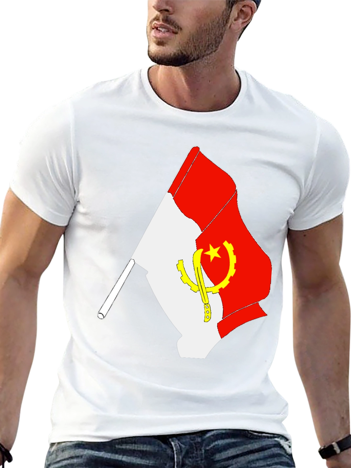 Camiseta Negra con Bandera de Angola