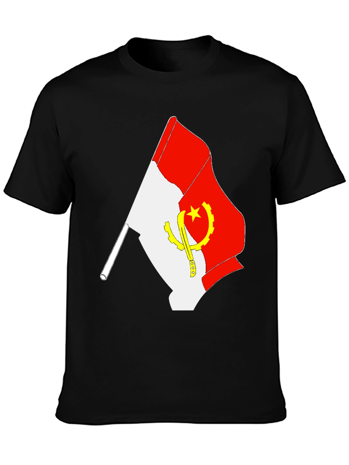 Camiseta Negra con Bandera de Angola
