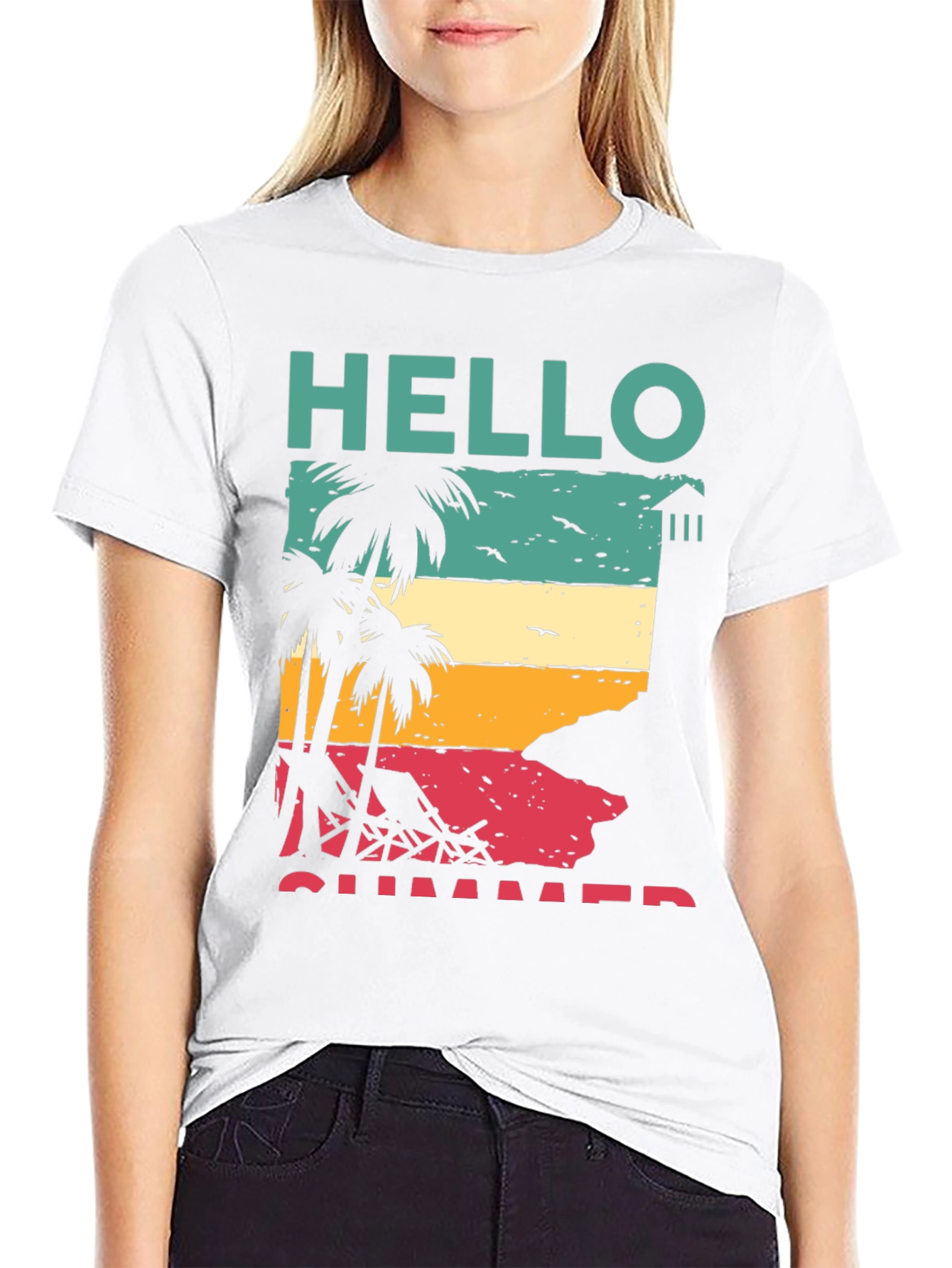 Camiseta Negra Estampada - Hello Summer