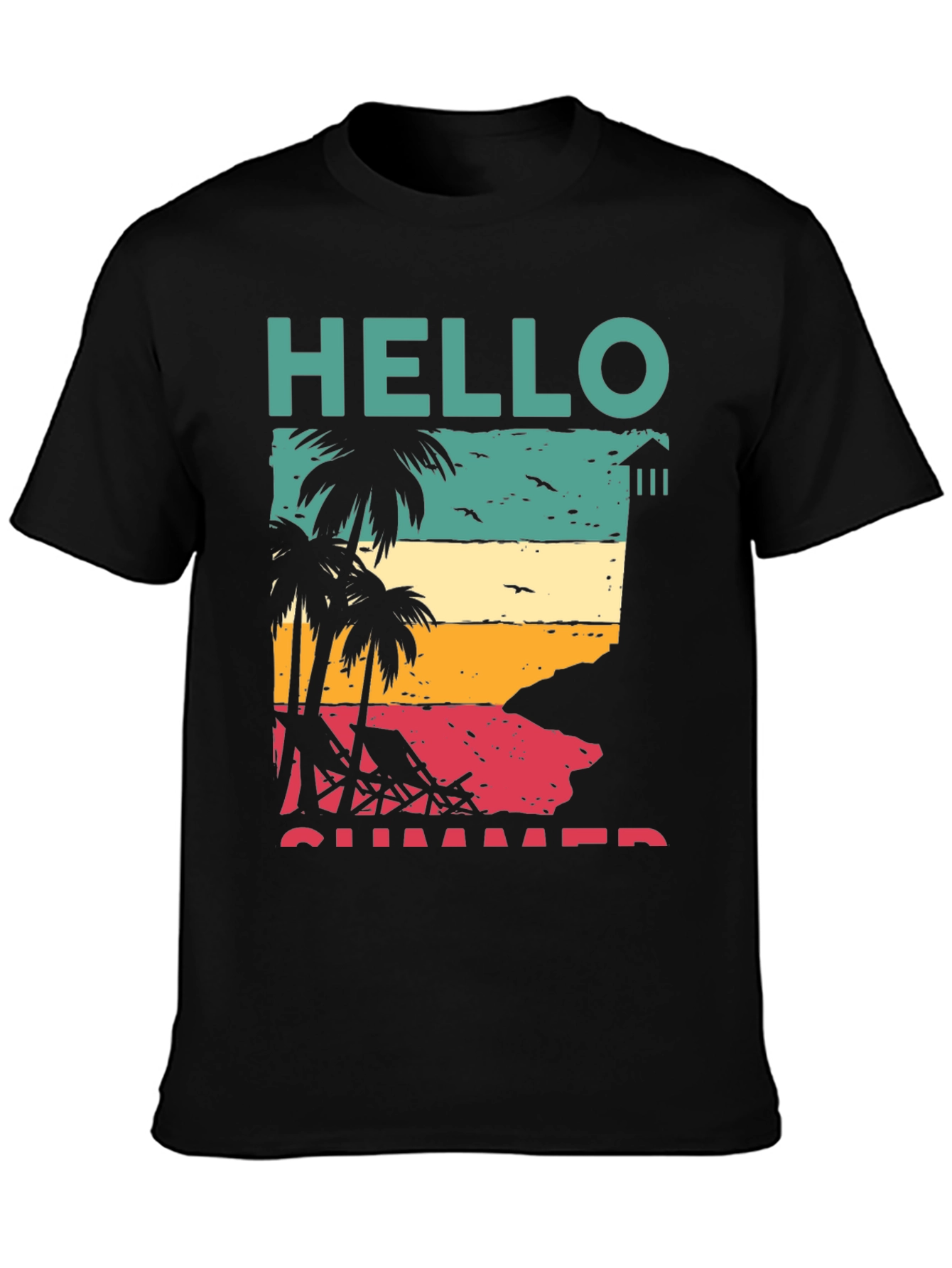 Camiseta Negra Estampada - Hello Summer