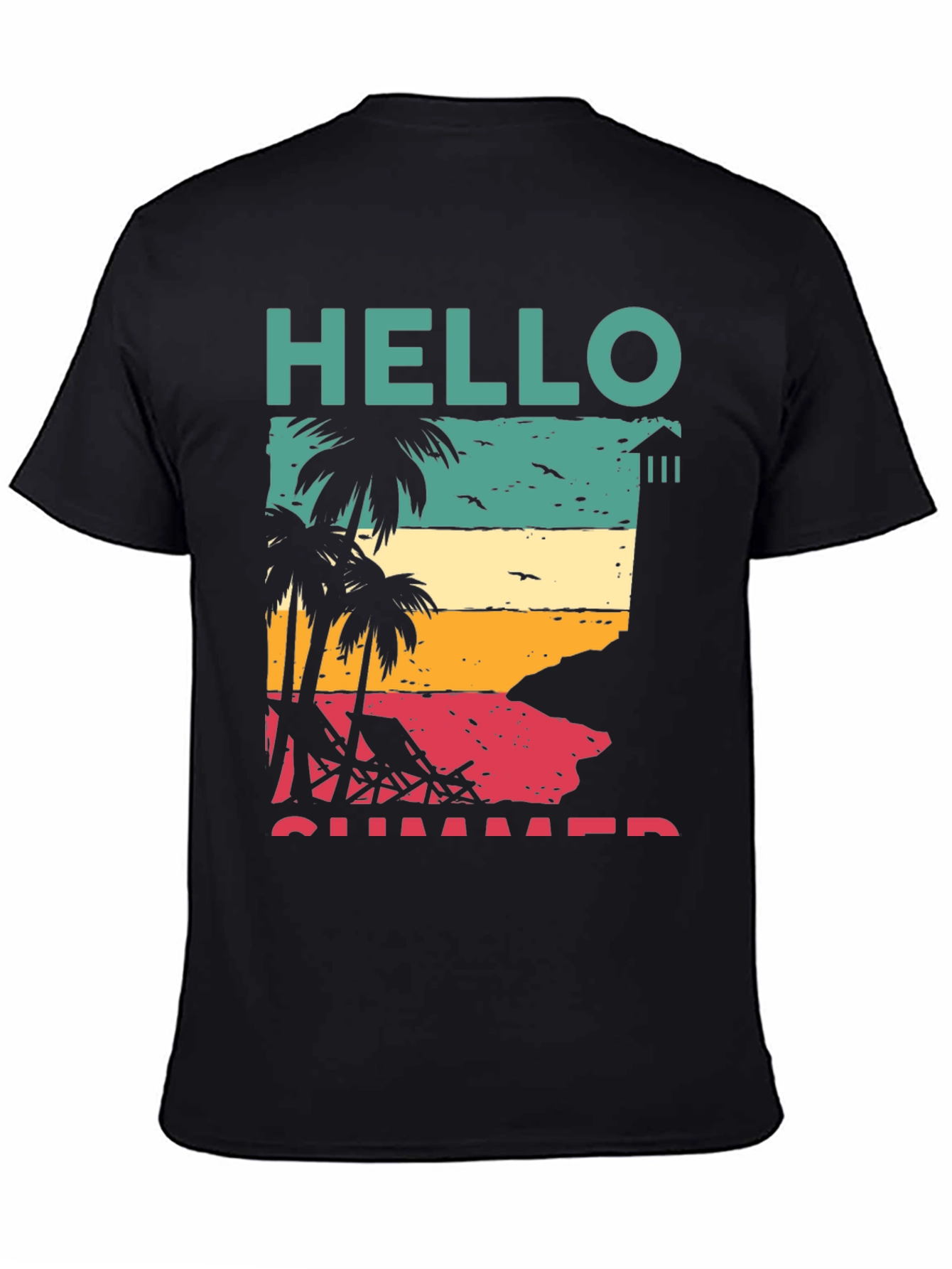 Camiseta Negra Estampada - Hello Summer