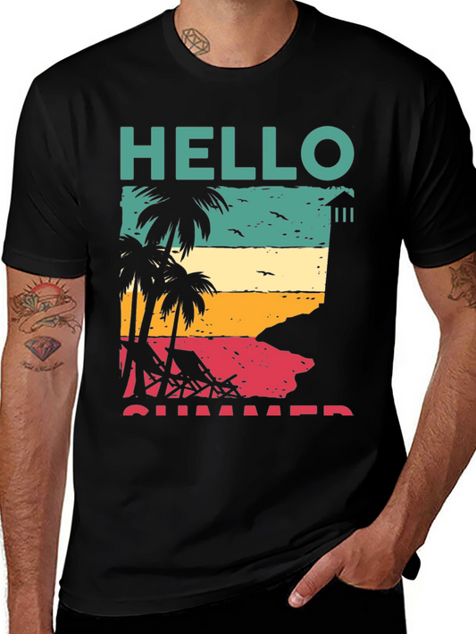 Camiseta Negra Estampada - Hello Summer