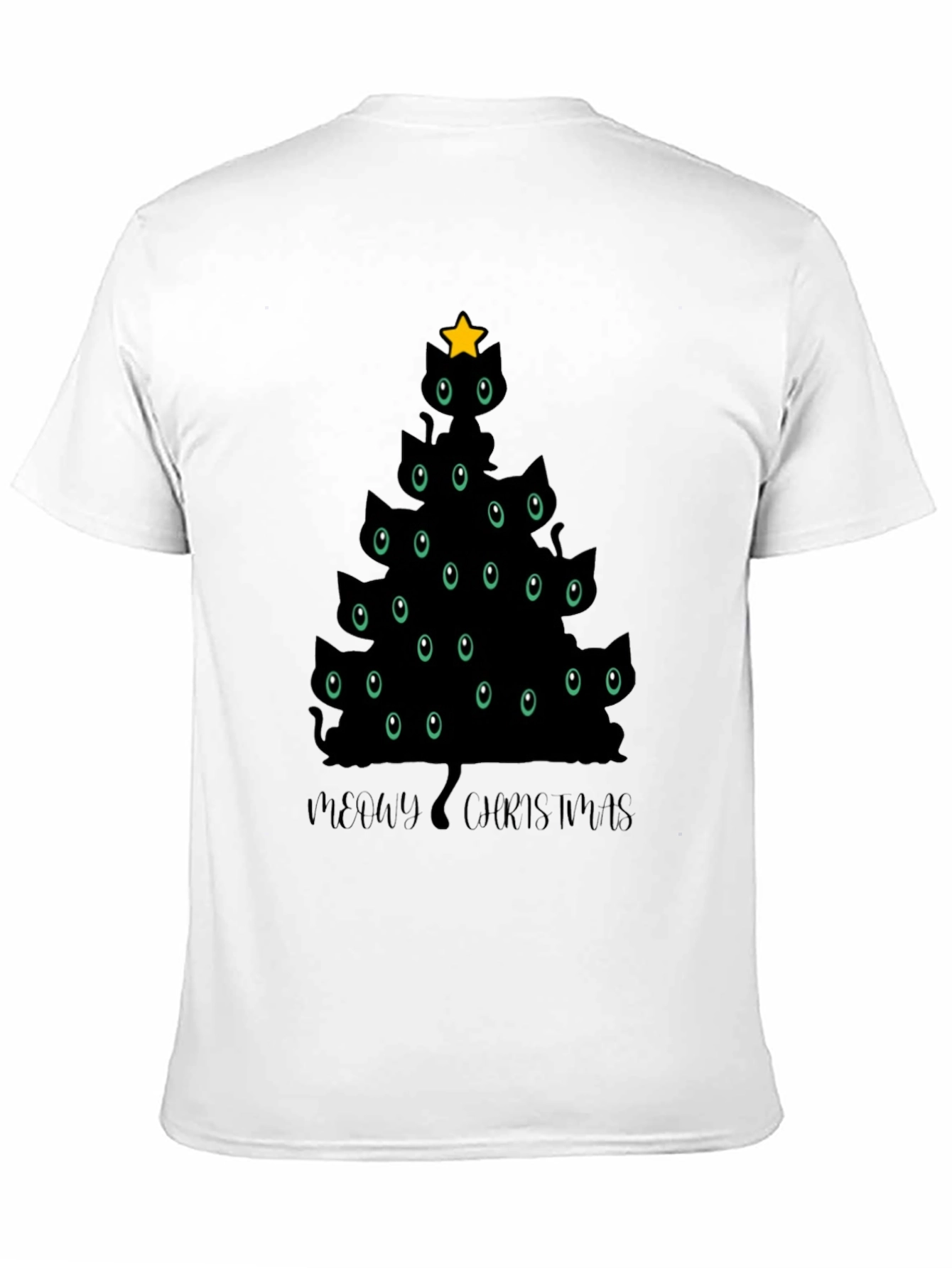 Camiseta Negra Árbol de Navidad Gatuno