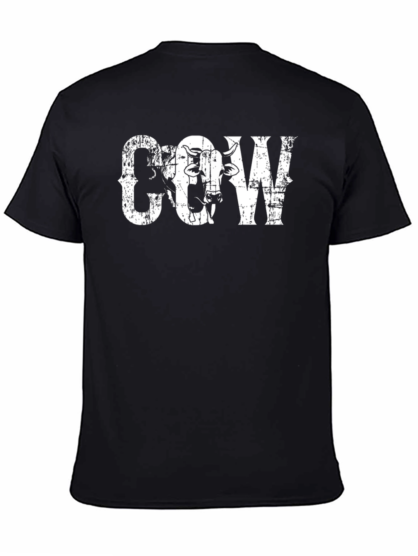 Camiseta Negra Cow Estilo Grunge